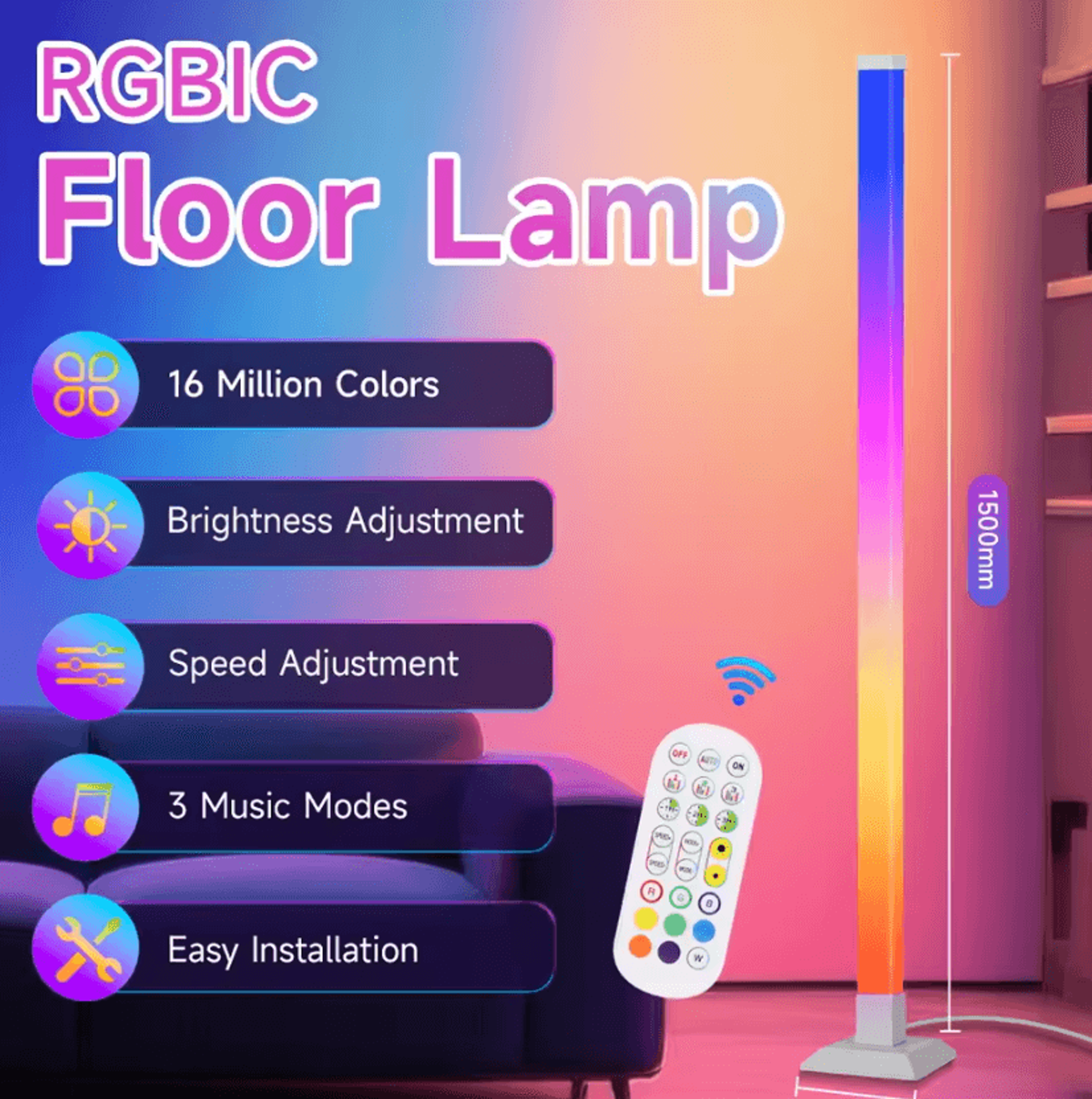 Modern Dimmable LED Floor Lamp With Remote Control Standing Reading Light For Bedroom Study And Off 5