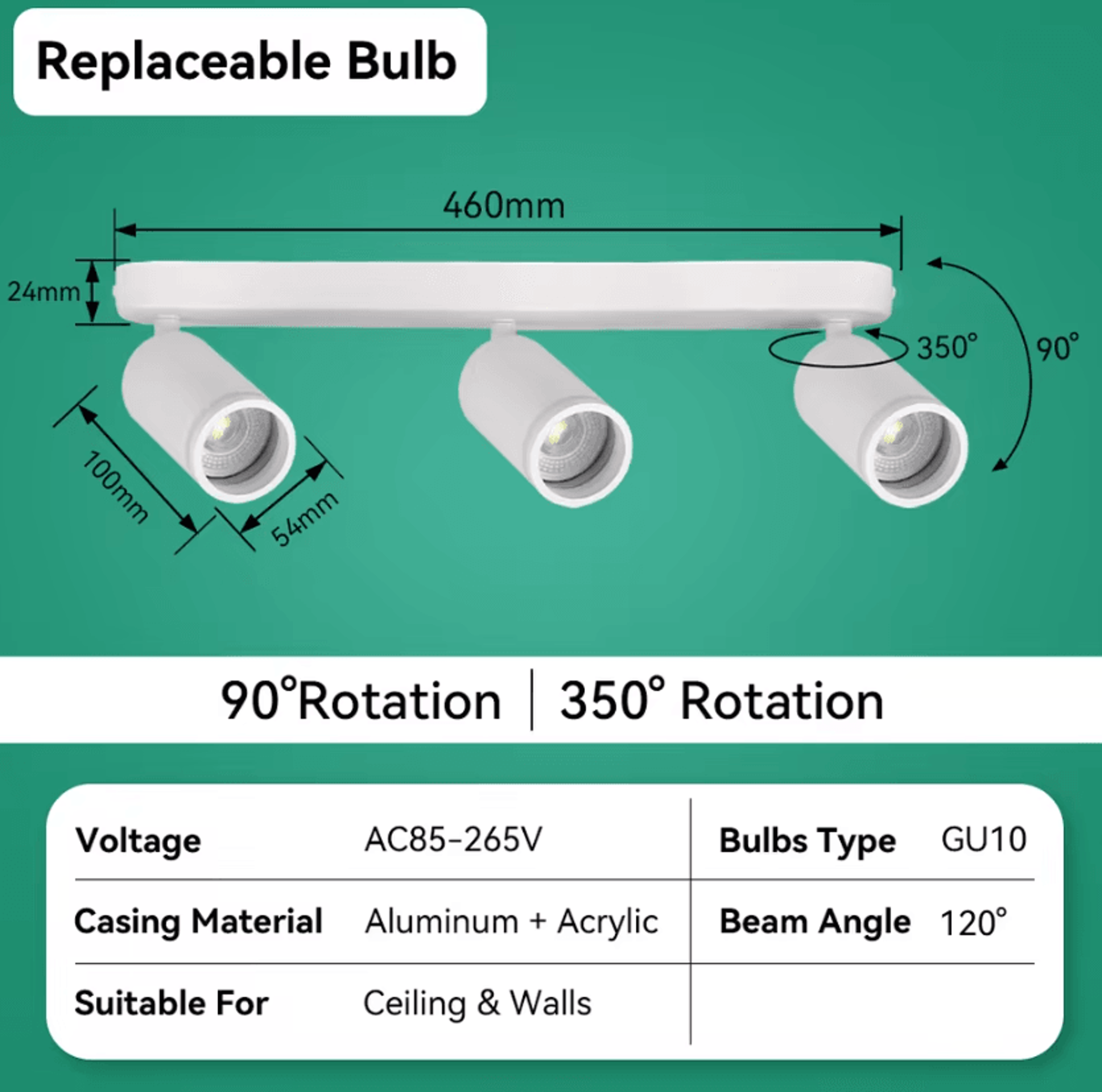 Adjustable GU10 LED Pendant Ceiling Spotlight Modern Hanging Lamp For Kitchen Dining Room And Livin 14