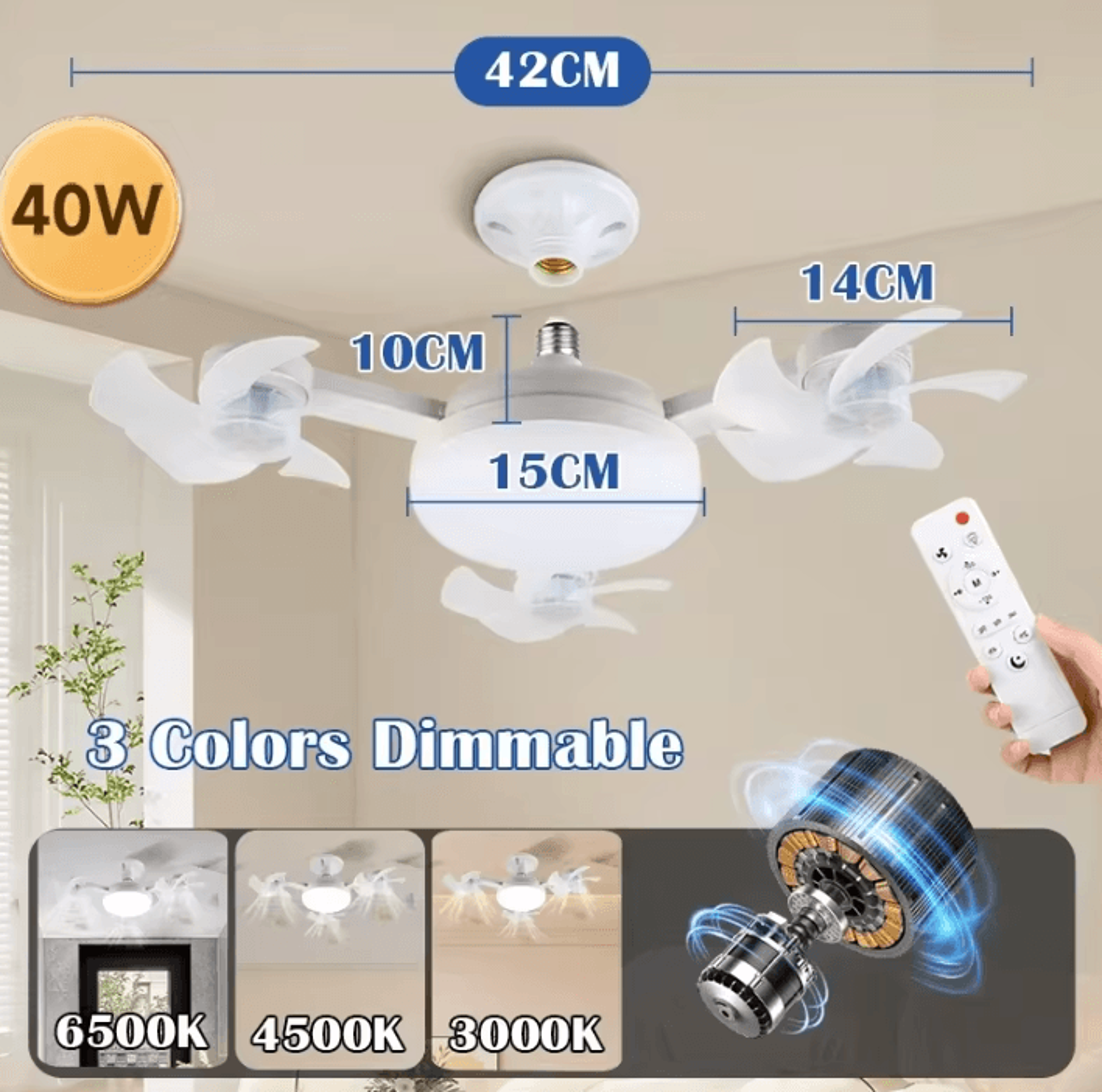 Smart LED Ceiling Fan Light 110265V Dimmable Remote Control Quiet Fan Lamp For Bedroom And Living R 7