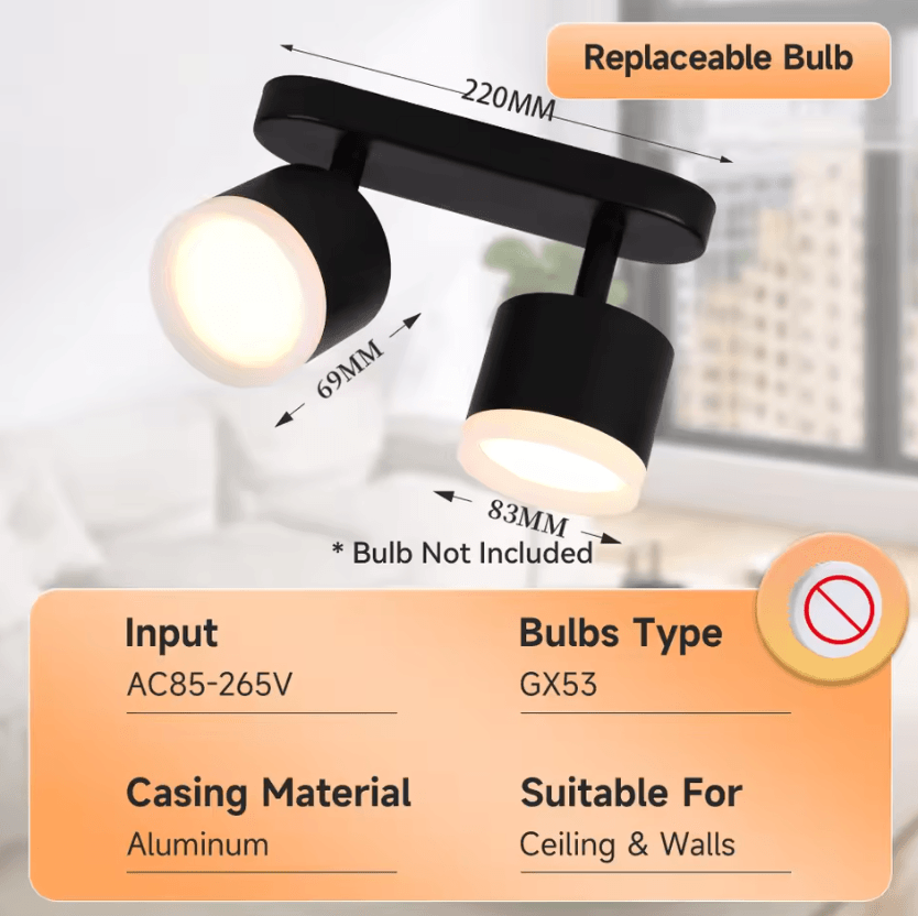 Modern GX53 LED Ceiling Spotlight 85265V Replaceable Bulb Lamp For Living Room Bedroom And Kitchen 2