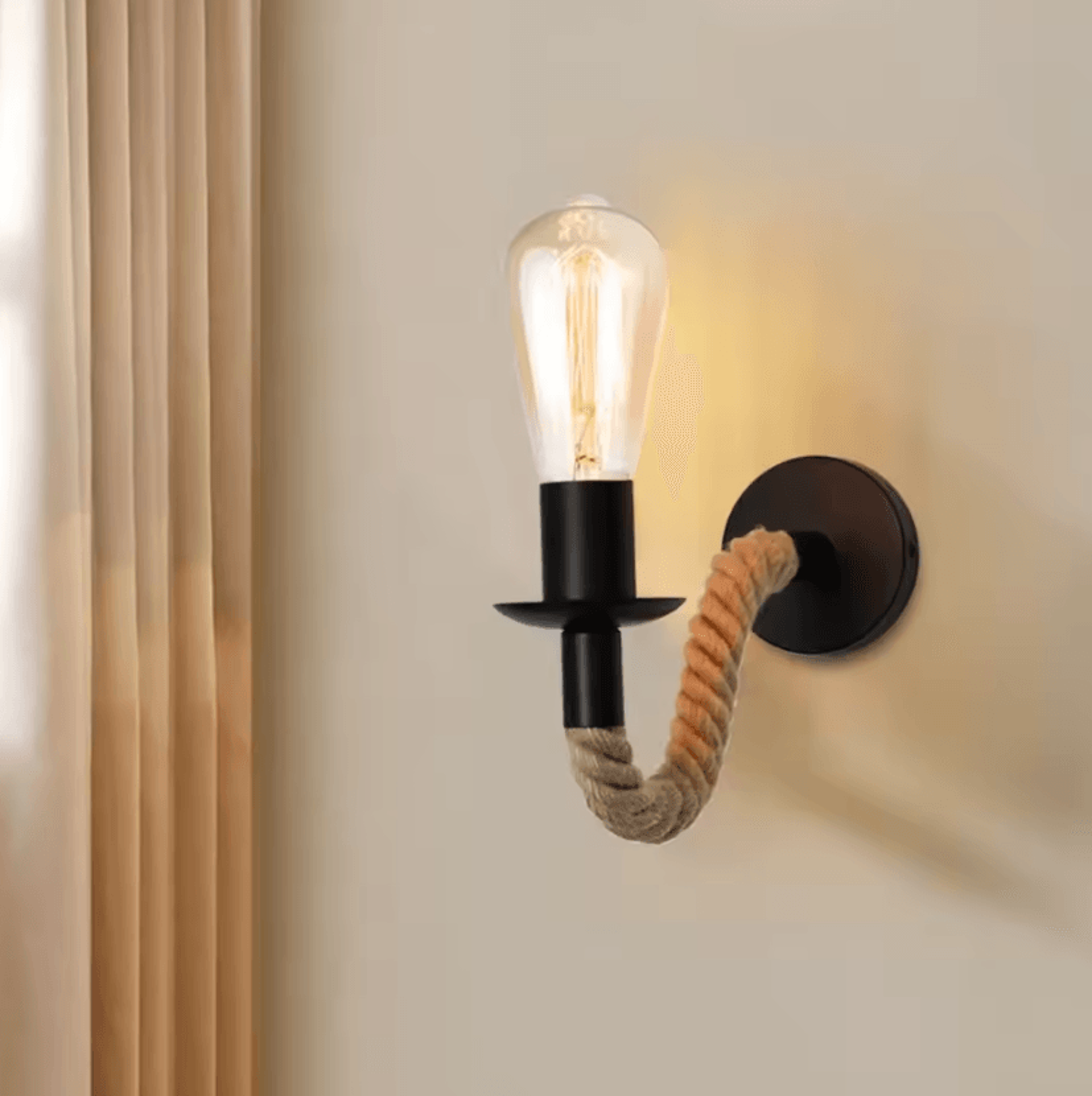 Retro Hemp Rope E27 Wall Lamp Industrial Iron Sconce For Loft Hallway And Home Decor 1