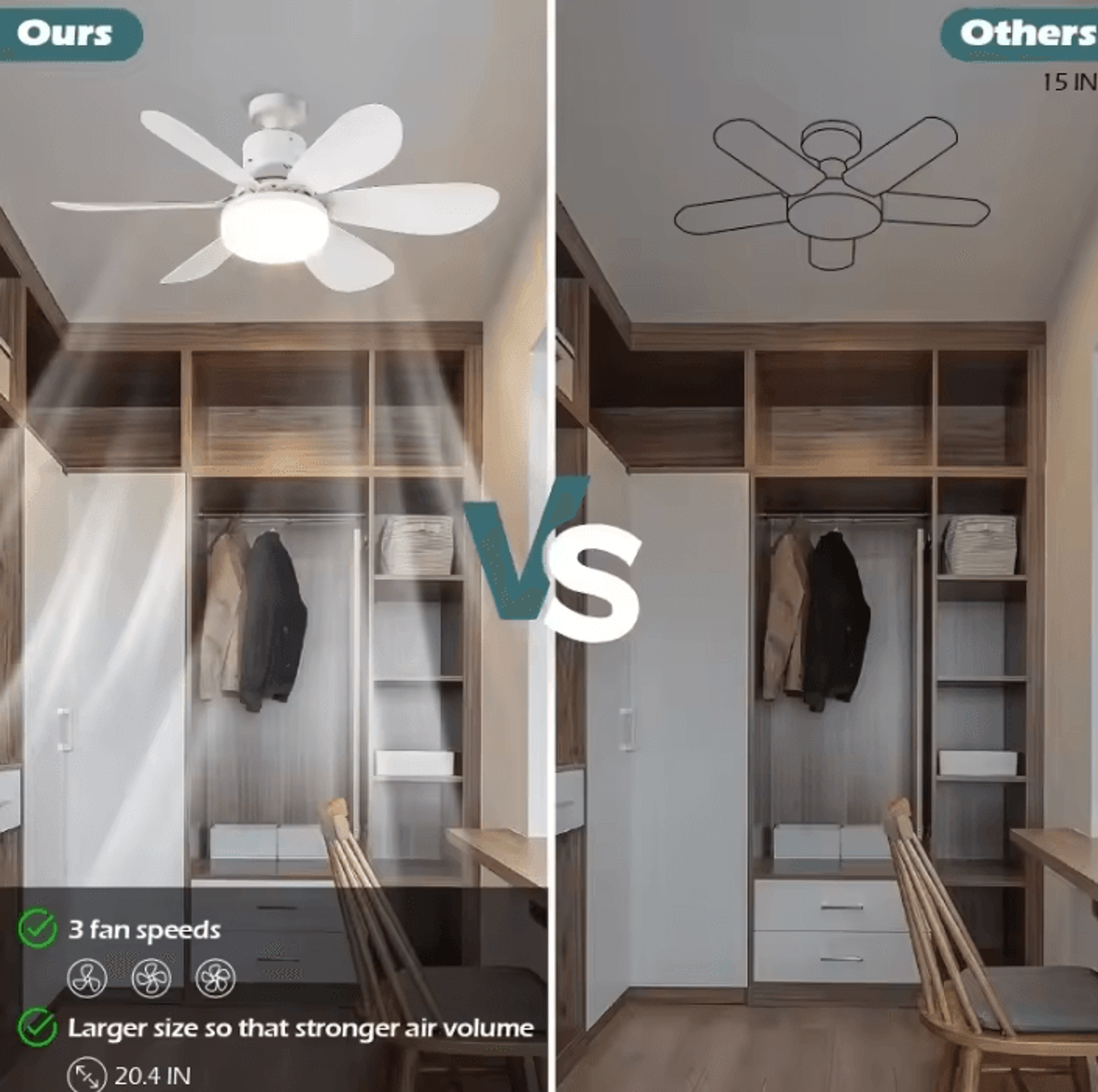 30W 40W LED Ceiling Fan Light With E27 Base Remote Control Decorative Lamp For Living Room And Stud 3