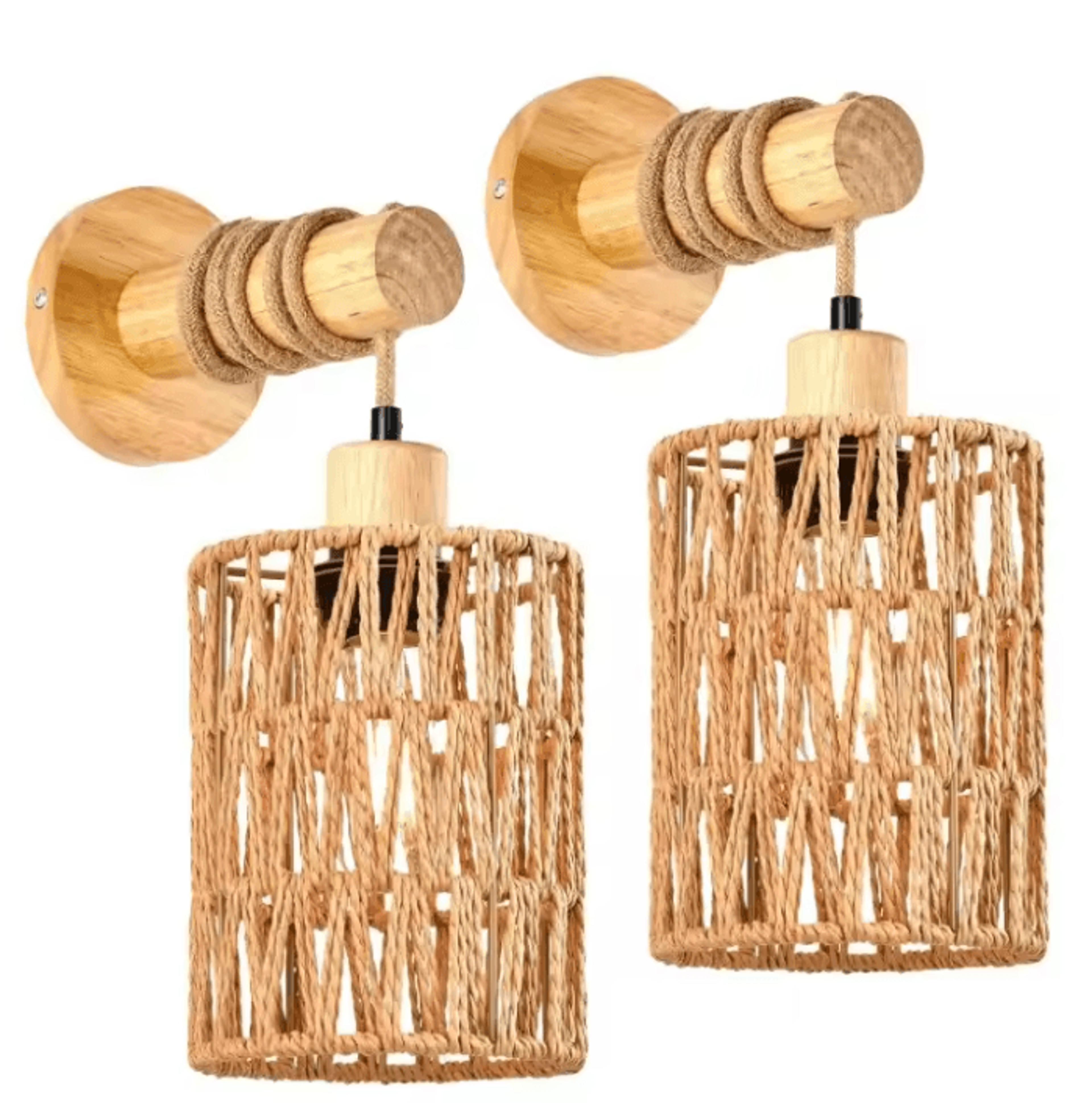 rustic hemp rope bedside wall lamp cylindrical farmhouse wall light for bedroom decor