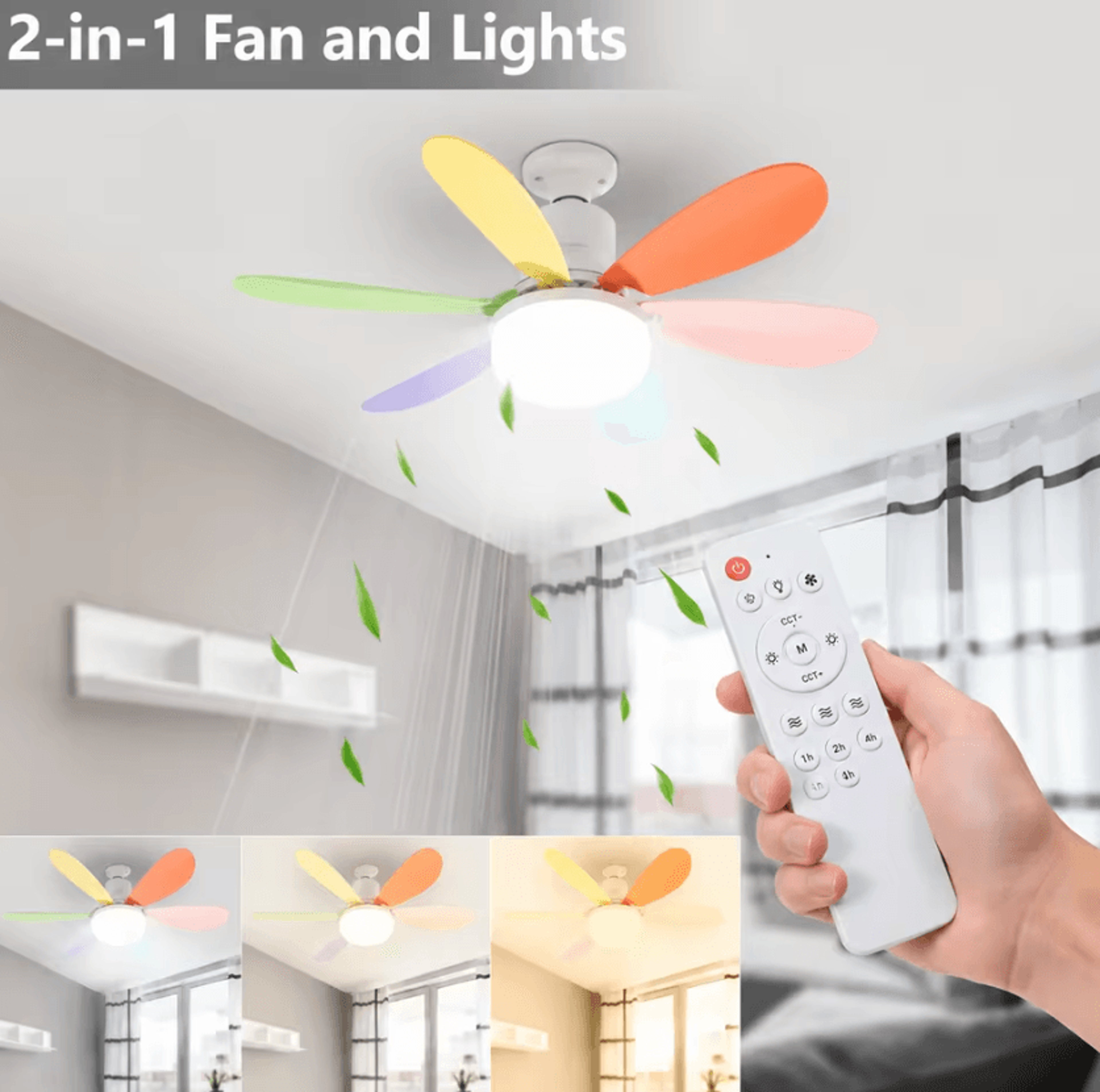 JOYINLED Dimmable LED Ceiling Fan Light 30W 40W E27 Remote Control Lamp For Living Room And Study 3