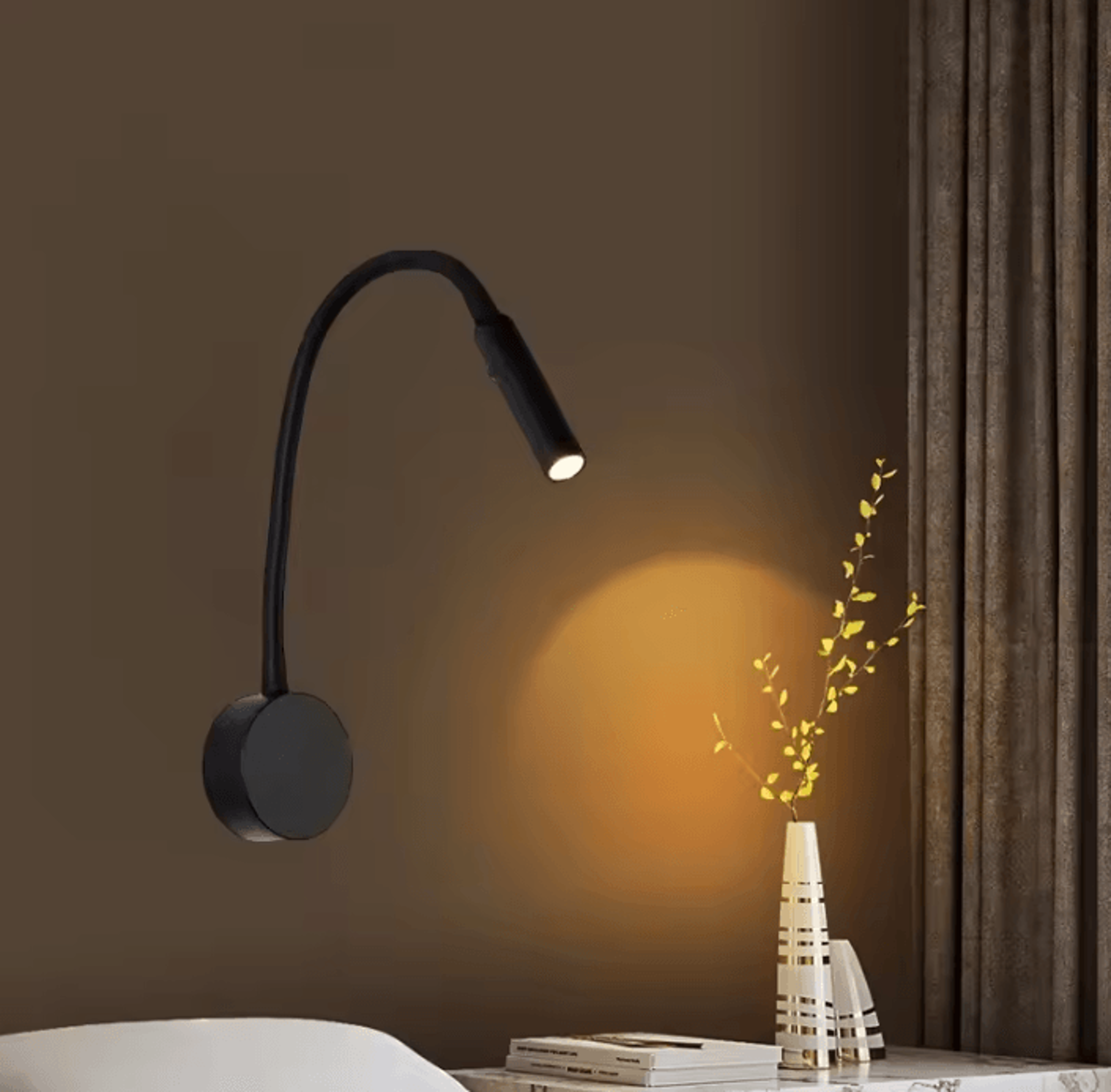 flexible led bedside wall light rotatable reading spotlight 220v for bedroom and study