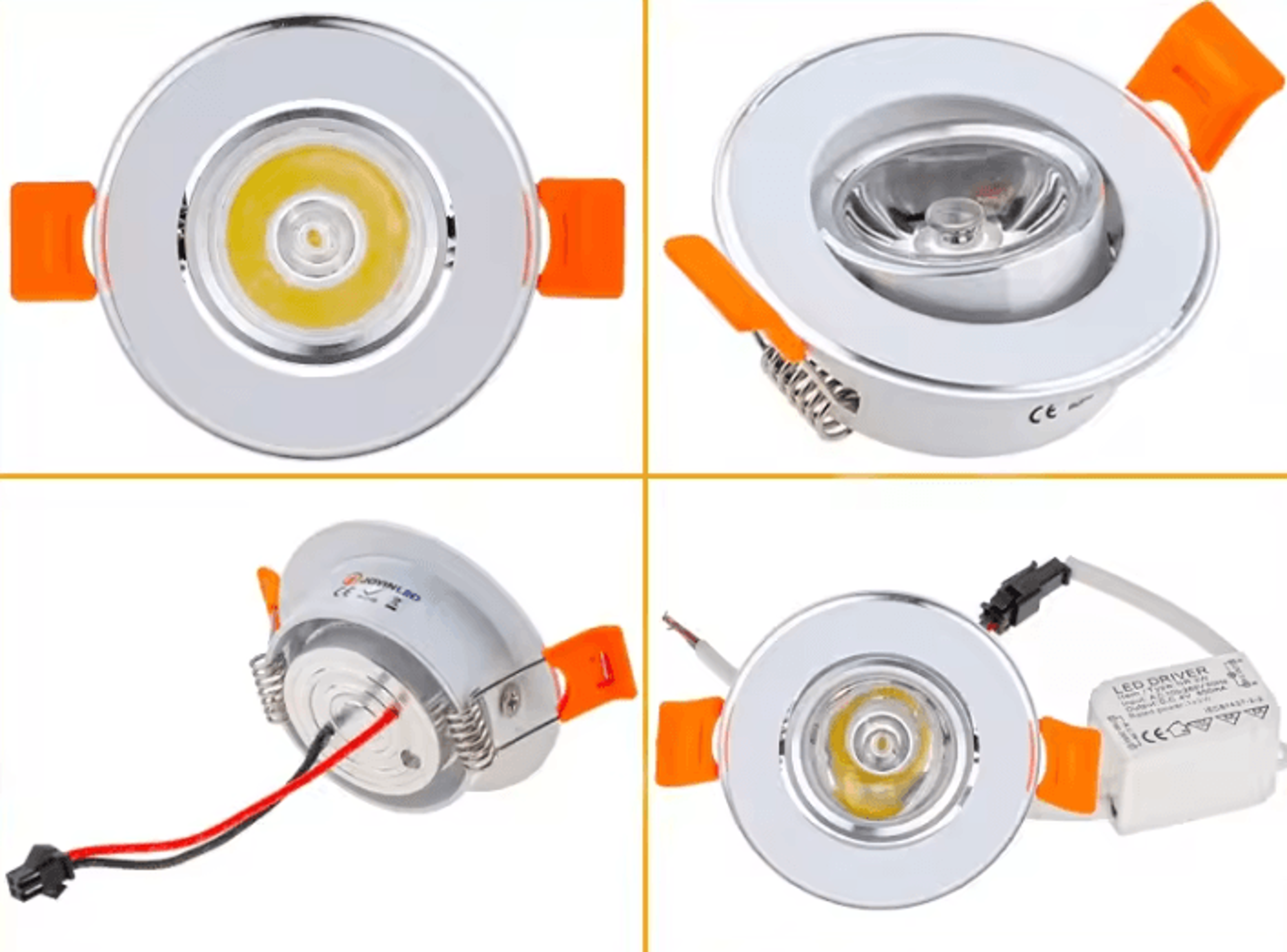 JOYINLED 3W Dimmable LED Recessed Downlight Aluminum Round Ceiling Spotlight 50mm Cutout 6