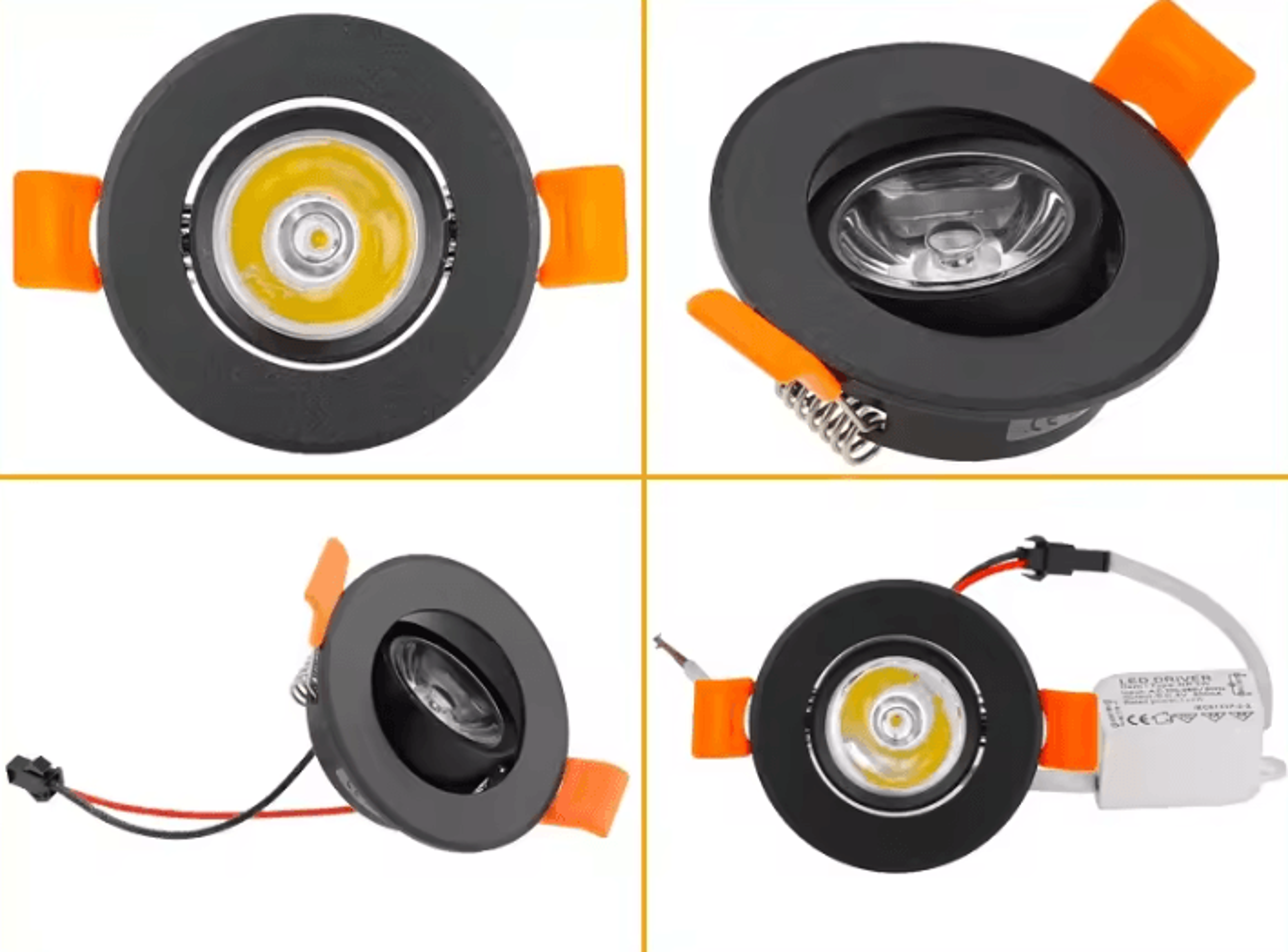 JOYINLED 3W Dimmable LED Recessed Downlight Aluminum Round Ceiling Spotlight 50mm Cutout 5