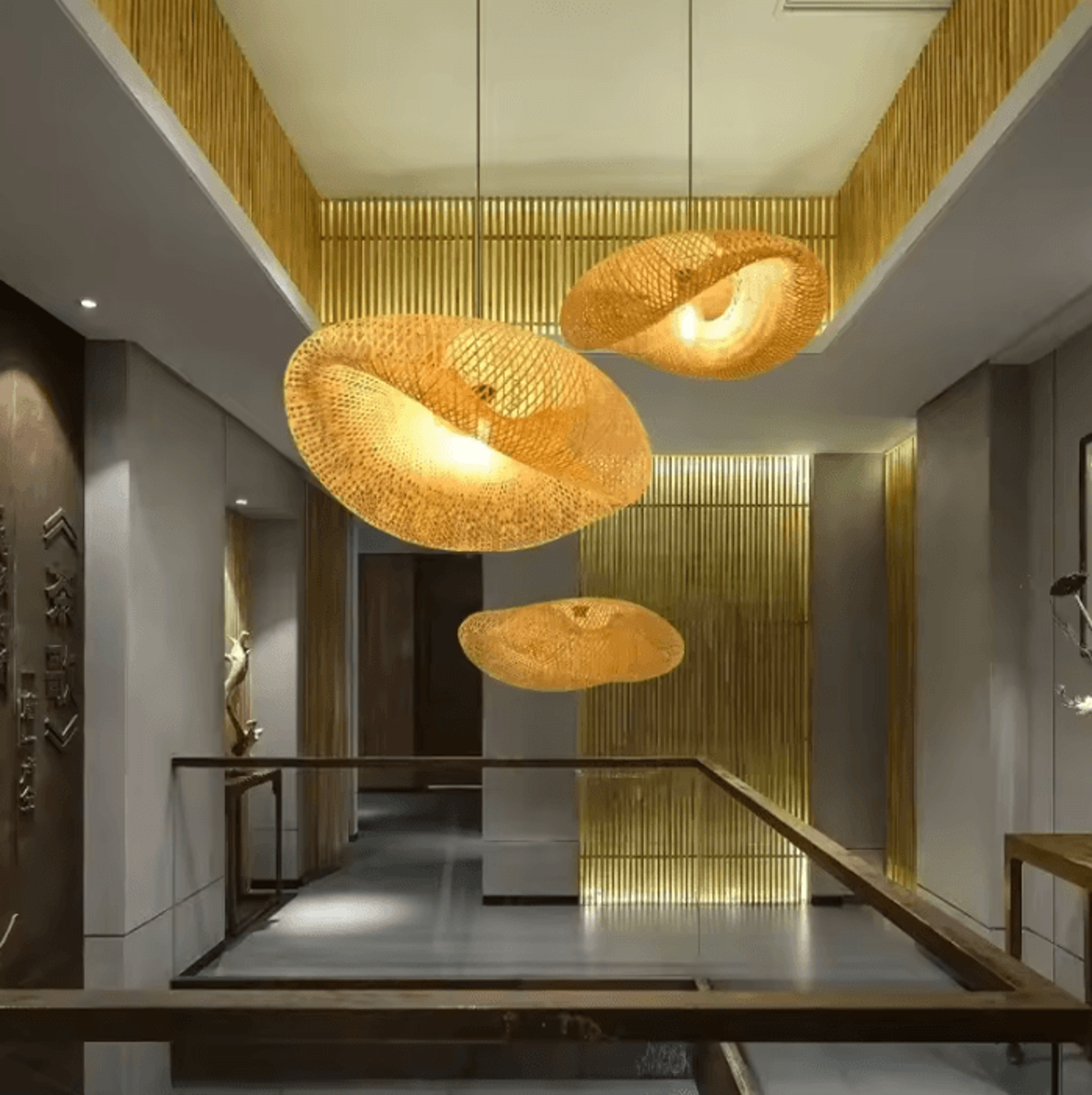 Handmade Bamboo Woven Pendant Chandelier Vintage Rattan Hanging Light For Kitchen And Living Room 2