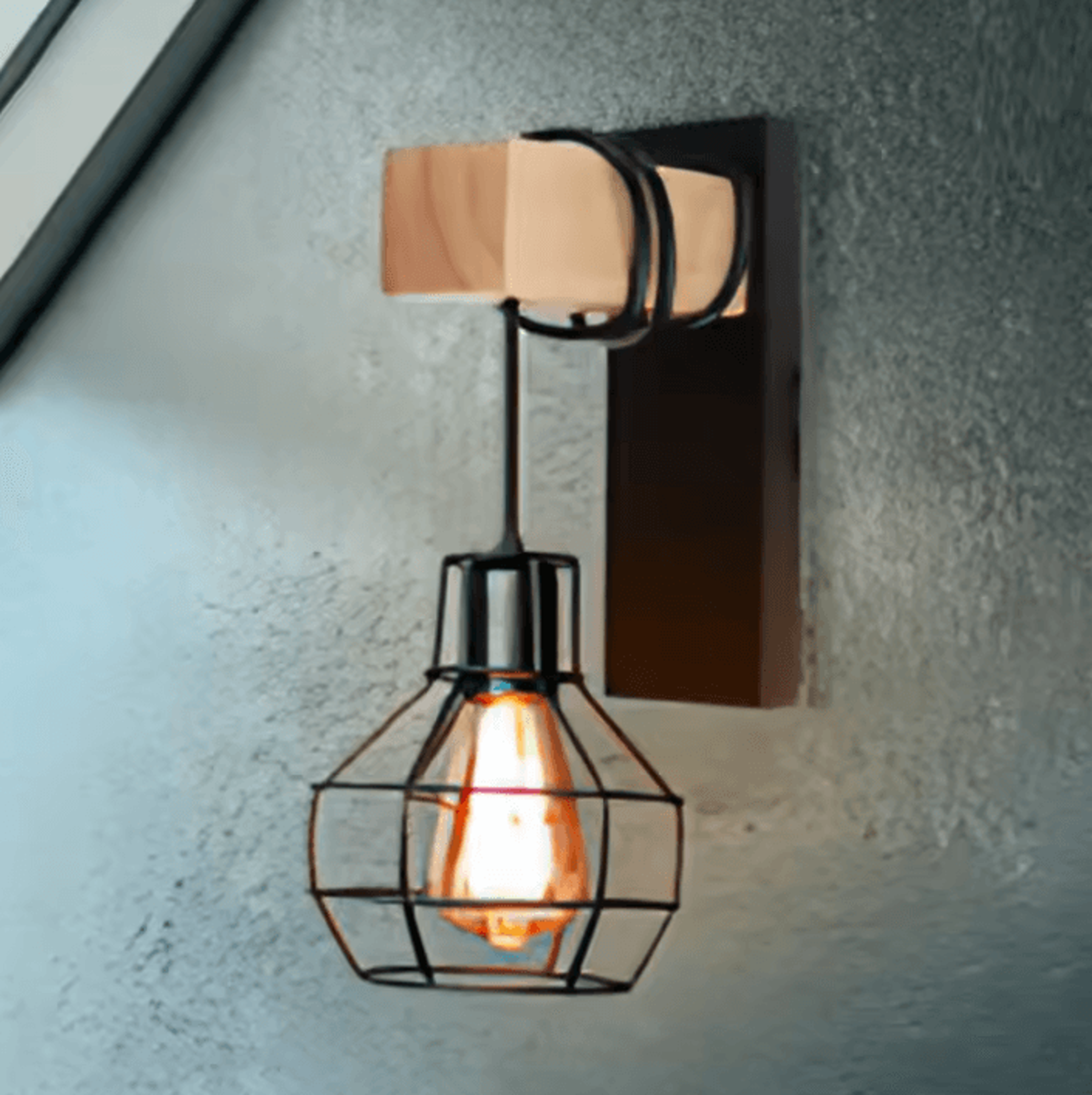 Modern Retro Black Cage Wall Sconce With Wooden Base For Bedroom Hallway And Indoor Decor 1