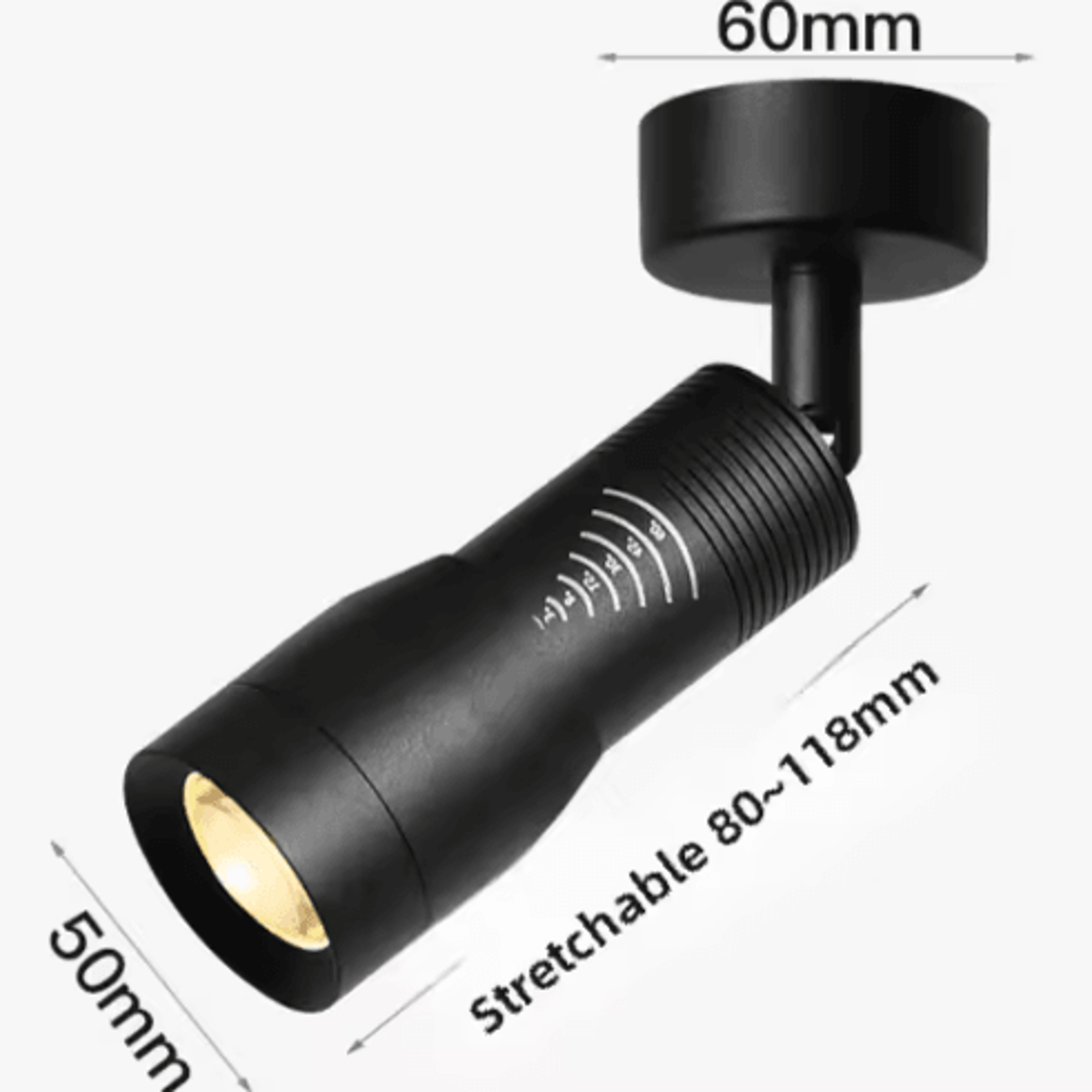 7W Zoomable LED Ceiling Spotlight Adjustable 560 Degree Beam Angle Surface Mounted Focus Light 4