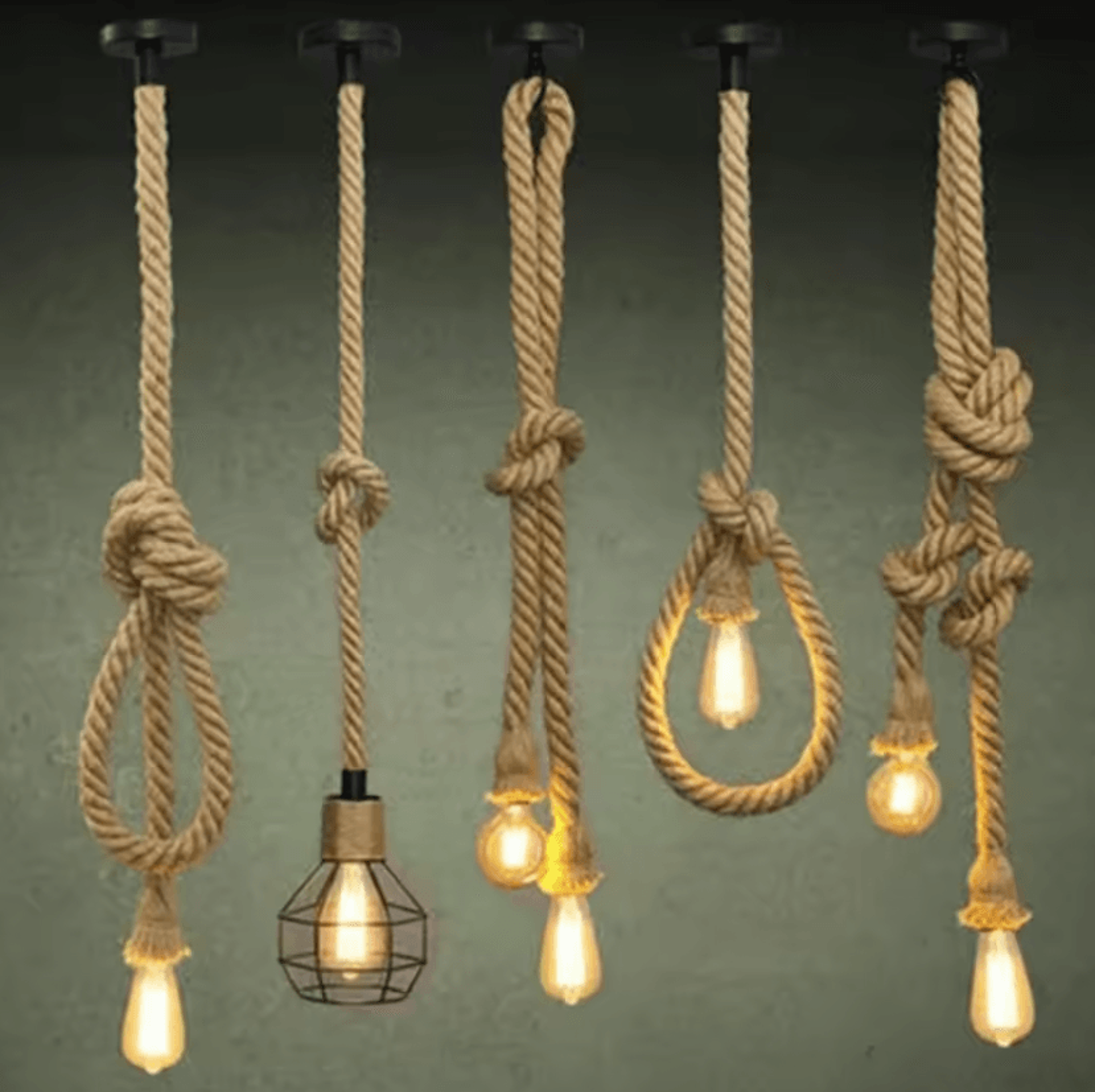 Vintage Hemp Rope Pendant Lamp 1510PCS Rustic Edison Hanging Light For Farmhouse And Home Decor 1