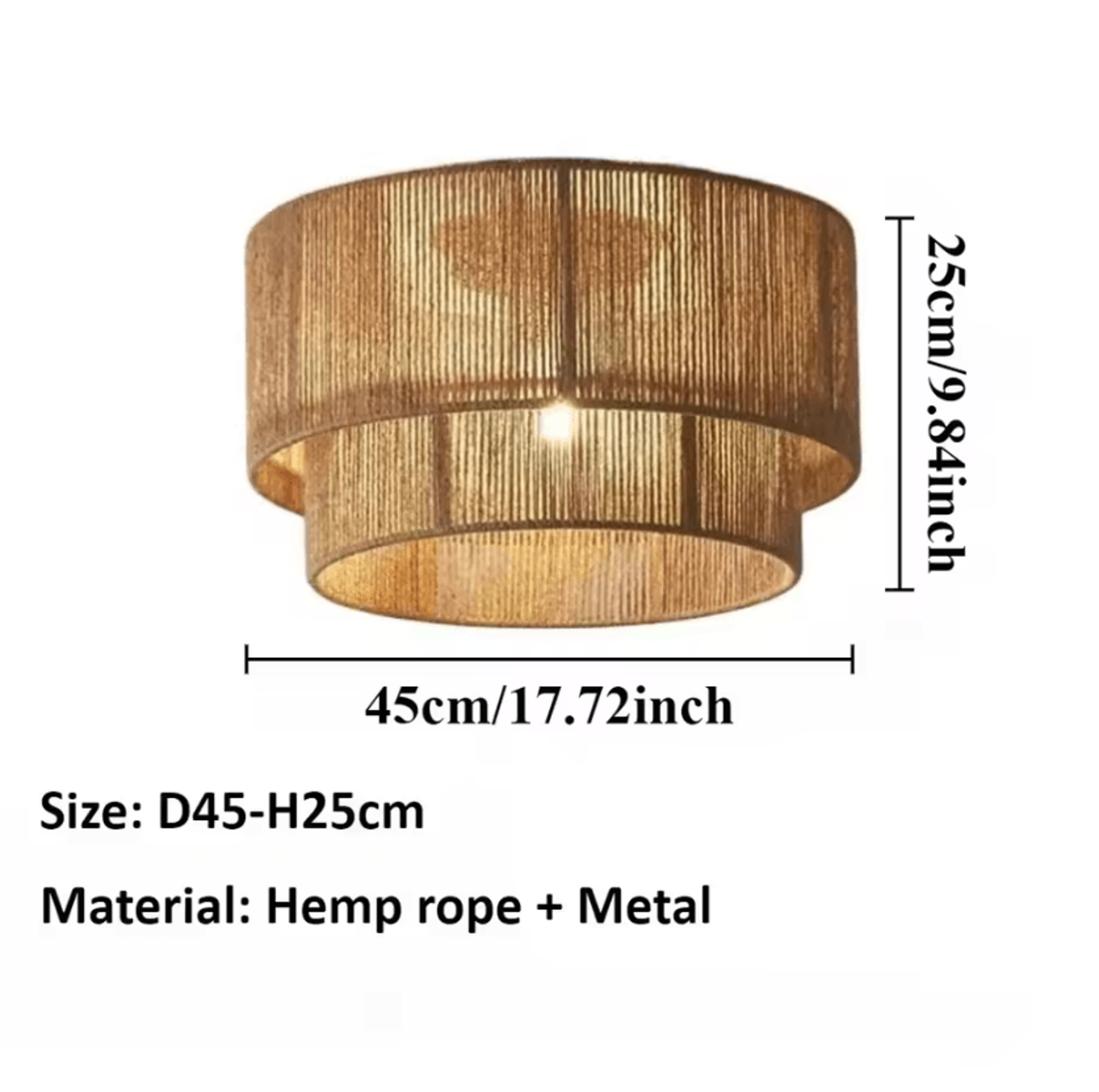45CM Japanese Hemp Rope Pendant Light E27 Rustic Hanging Lamp For Kitchen Island And Coffee Bar 4