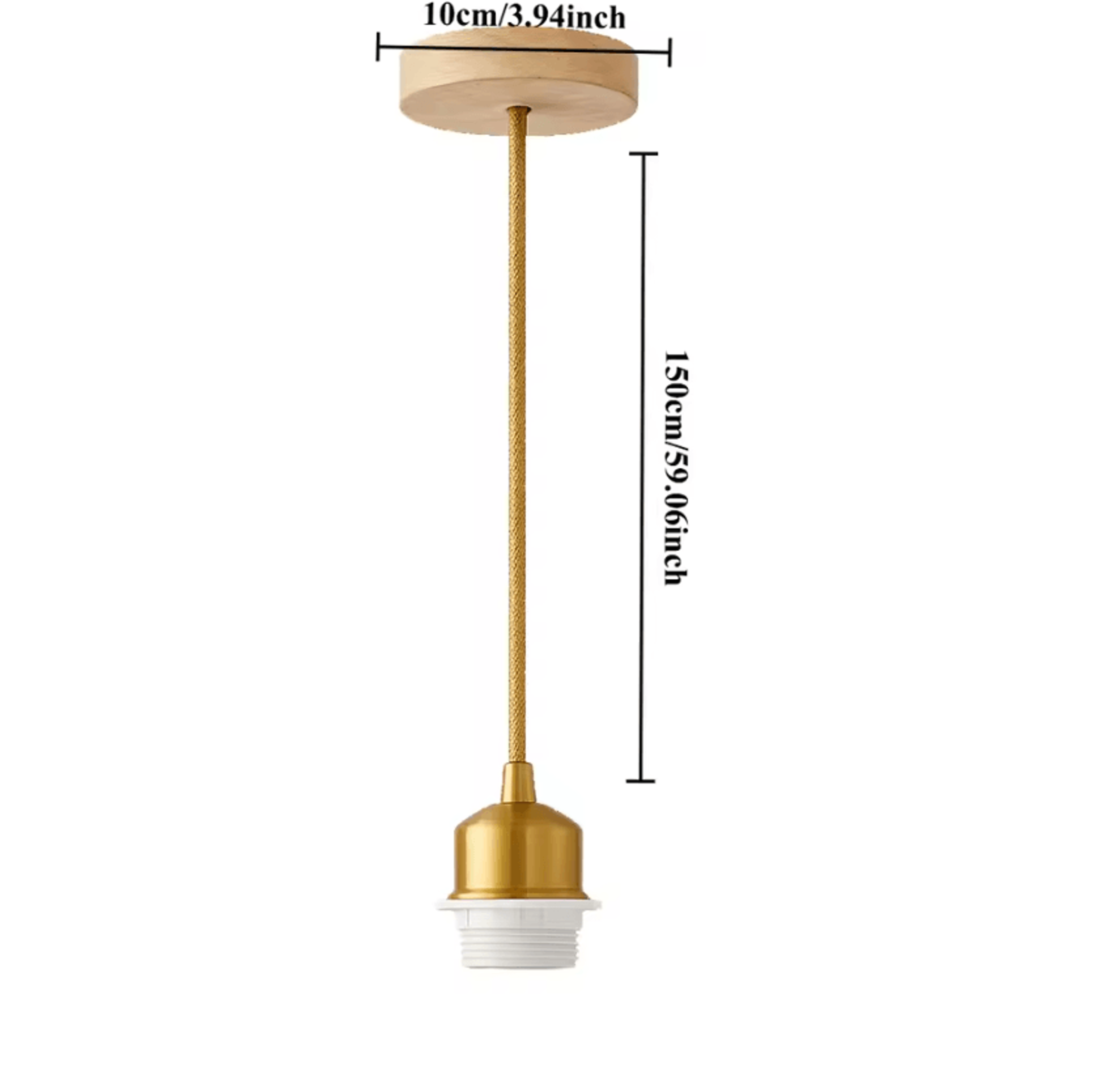Nordic Vintage E27 Pendant Lamp Holder With 15M Cable Half Threaded Ceiling Socket Black White Gold 6