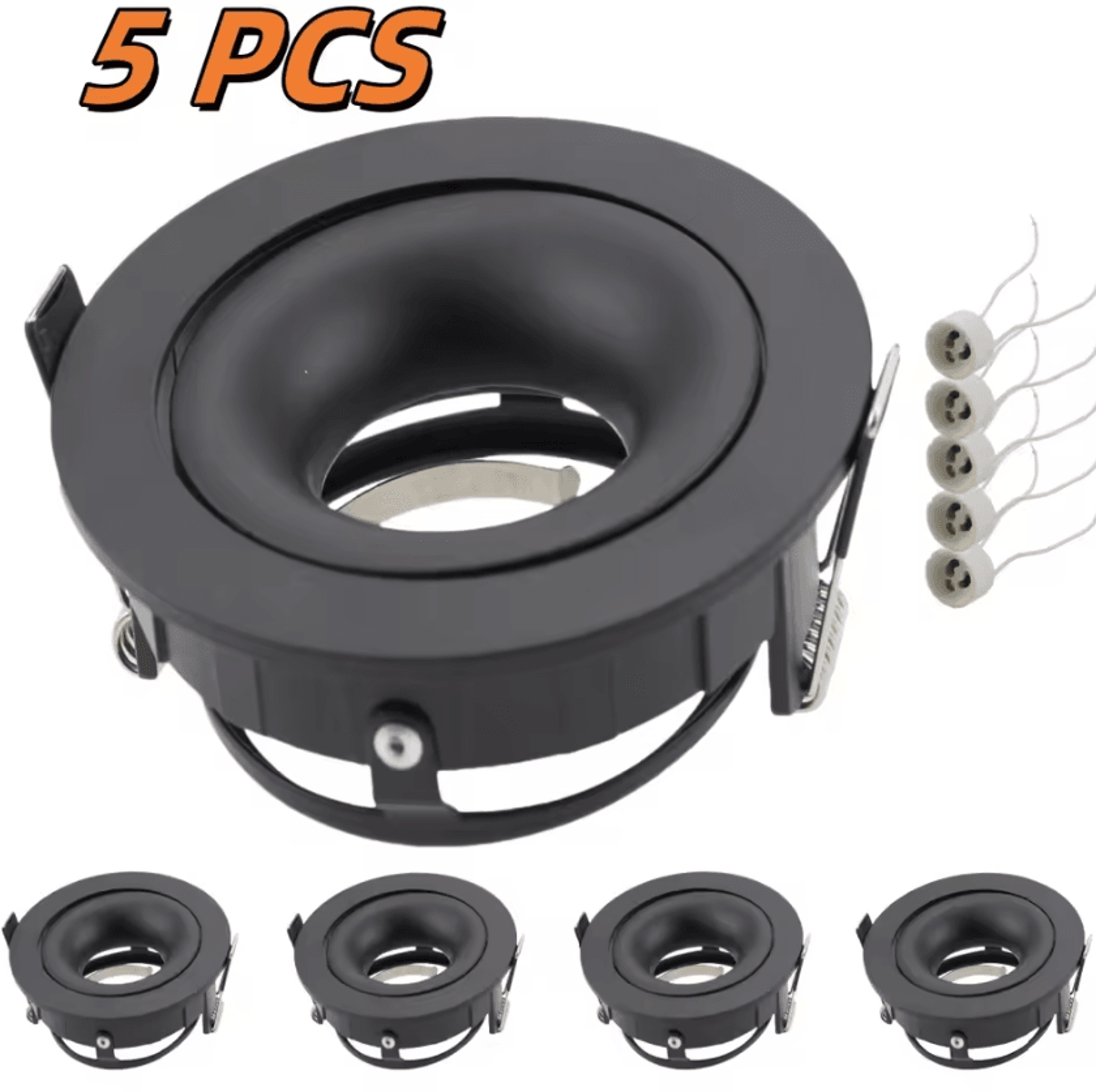 5pcs adjustable gu10 recessed led spotlight frames round ceiling downlight holders for home lighting