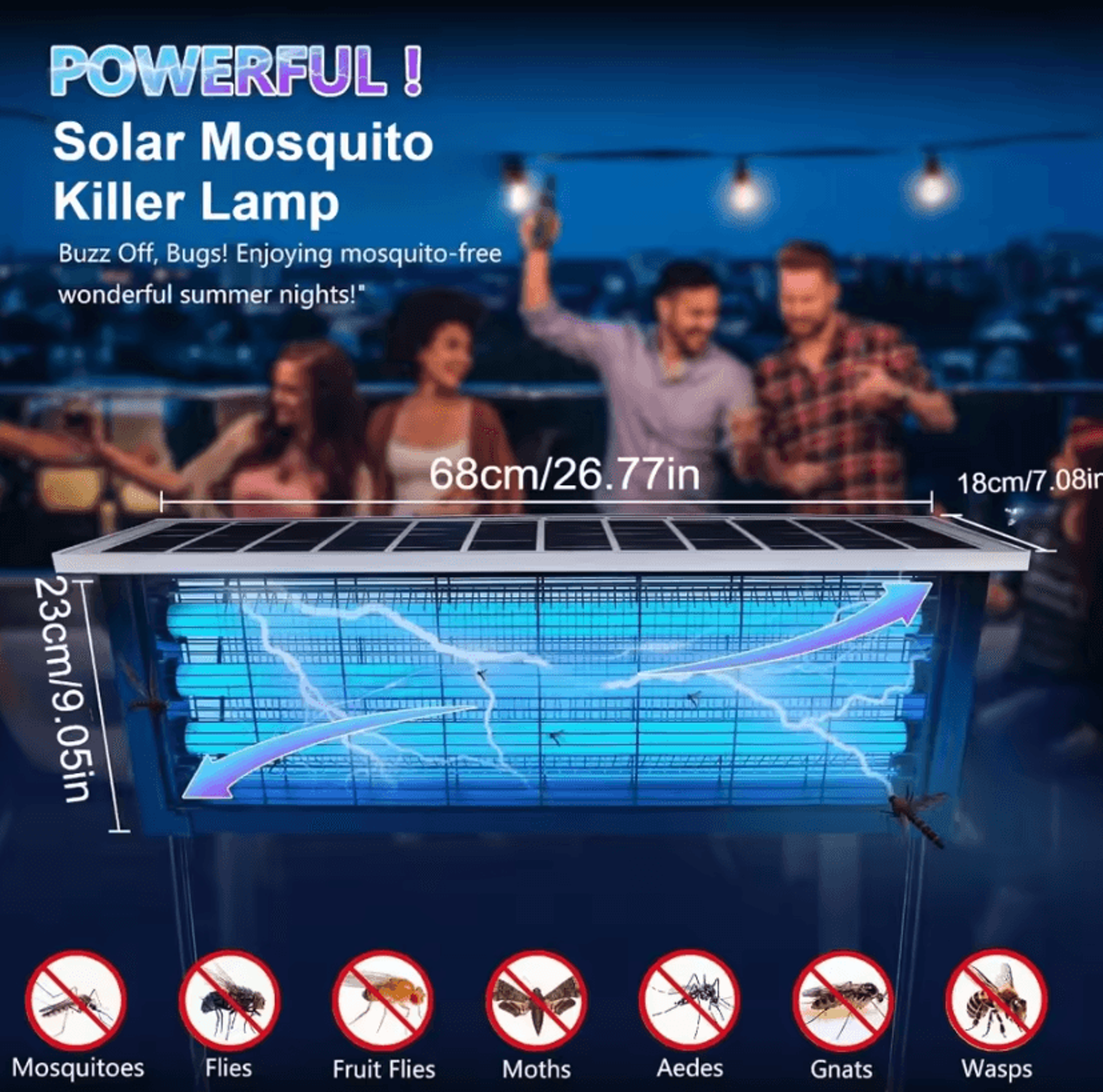 Large Solar Powered Bug Zapper Rechargeable Waterproof Outdoor Mosquito Killer For Patio And Garden 1