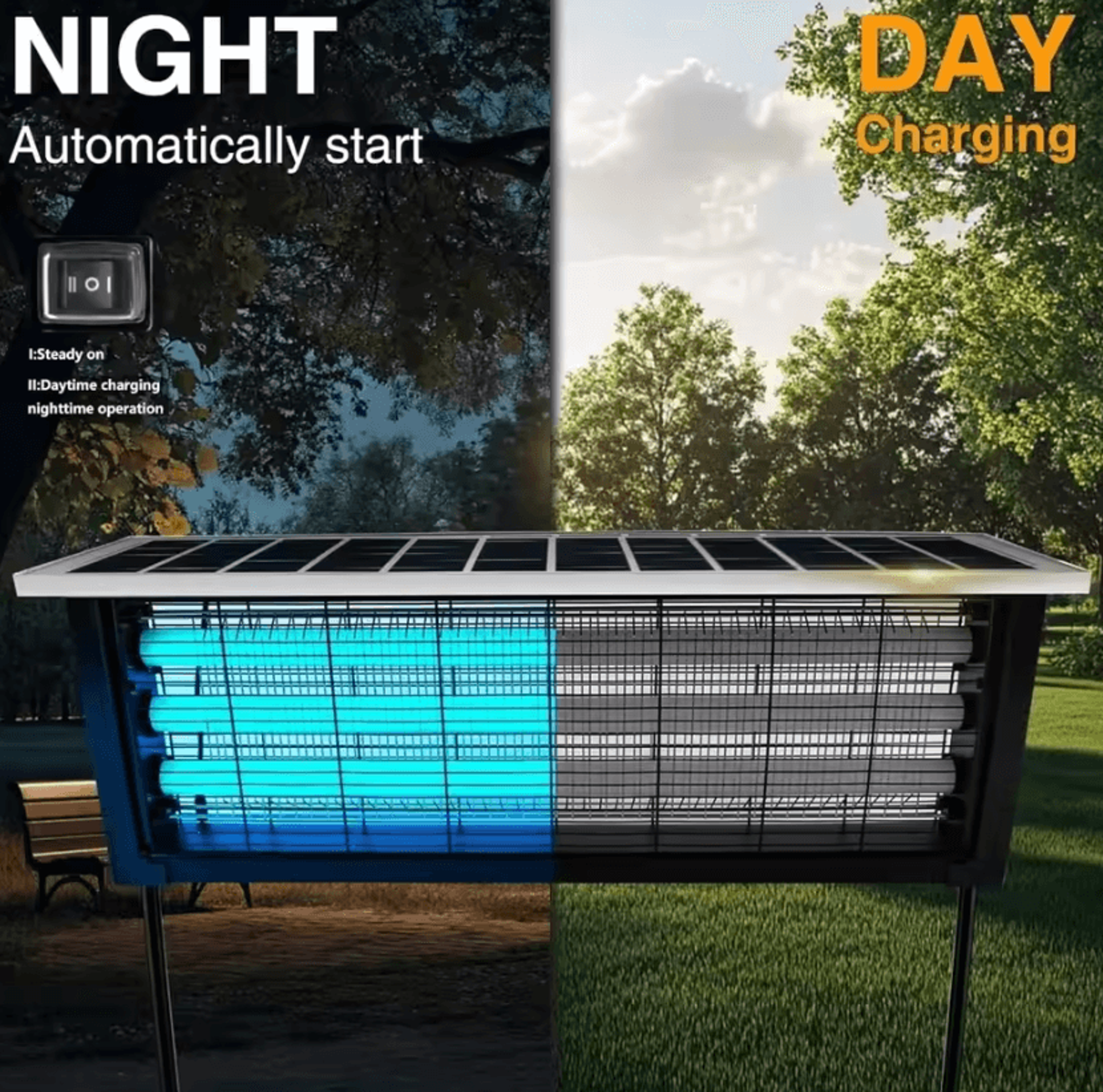 Large Solar Powered Bug Zapper Rechargeable Waterproof Outdoor Mosquito Killer For Patio And Garden 2