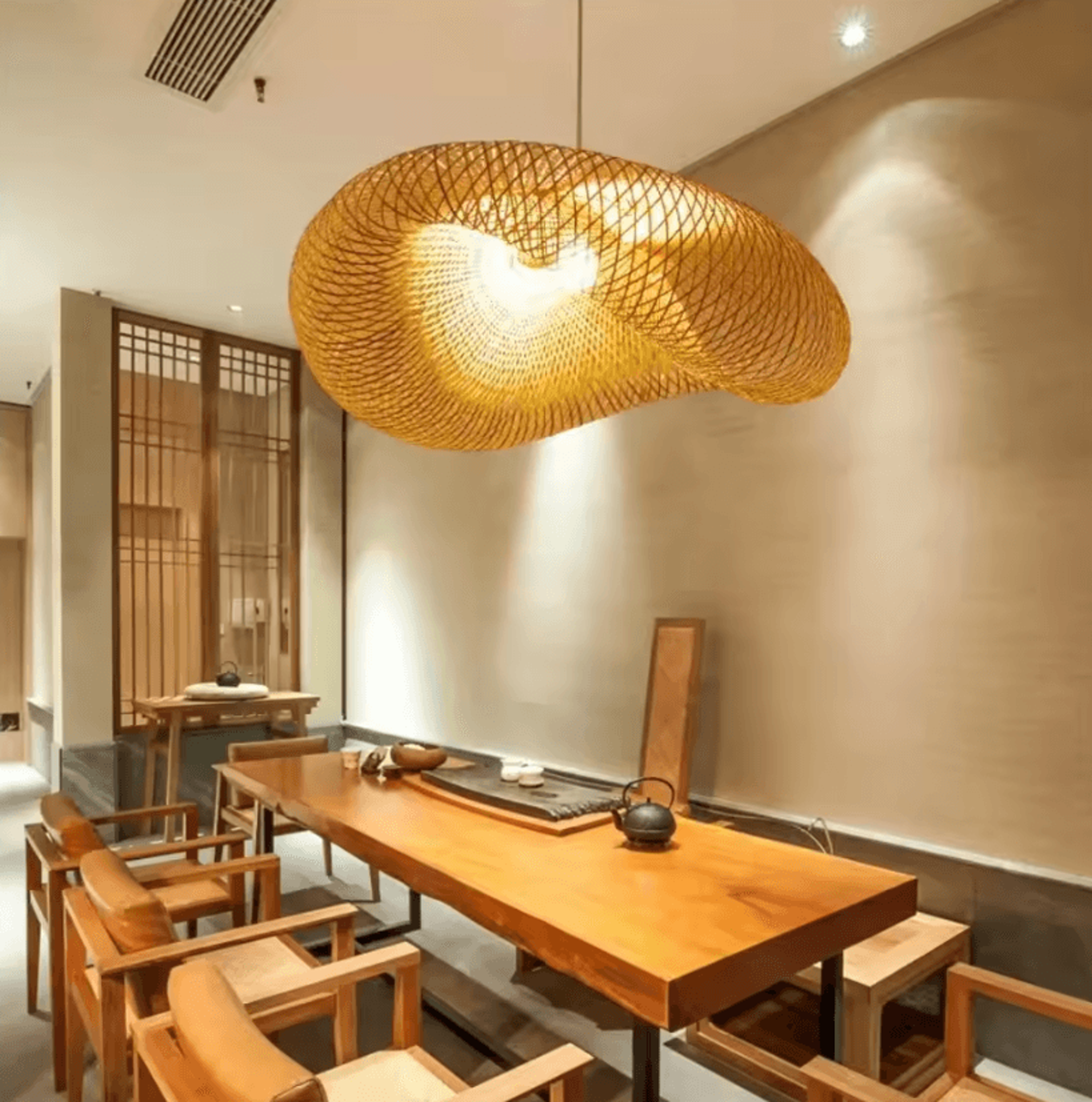 Vintage Handwoven Rattan Pendant Chandelier Chinese Style Hanging Ceiling Light For Bedroom And Res 5