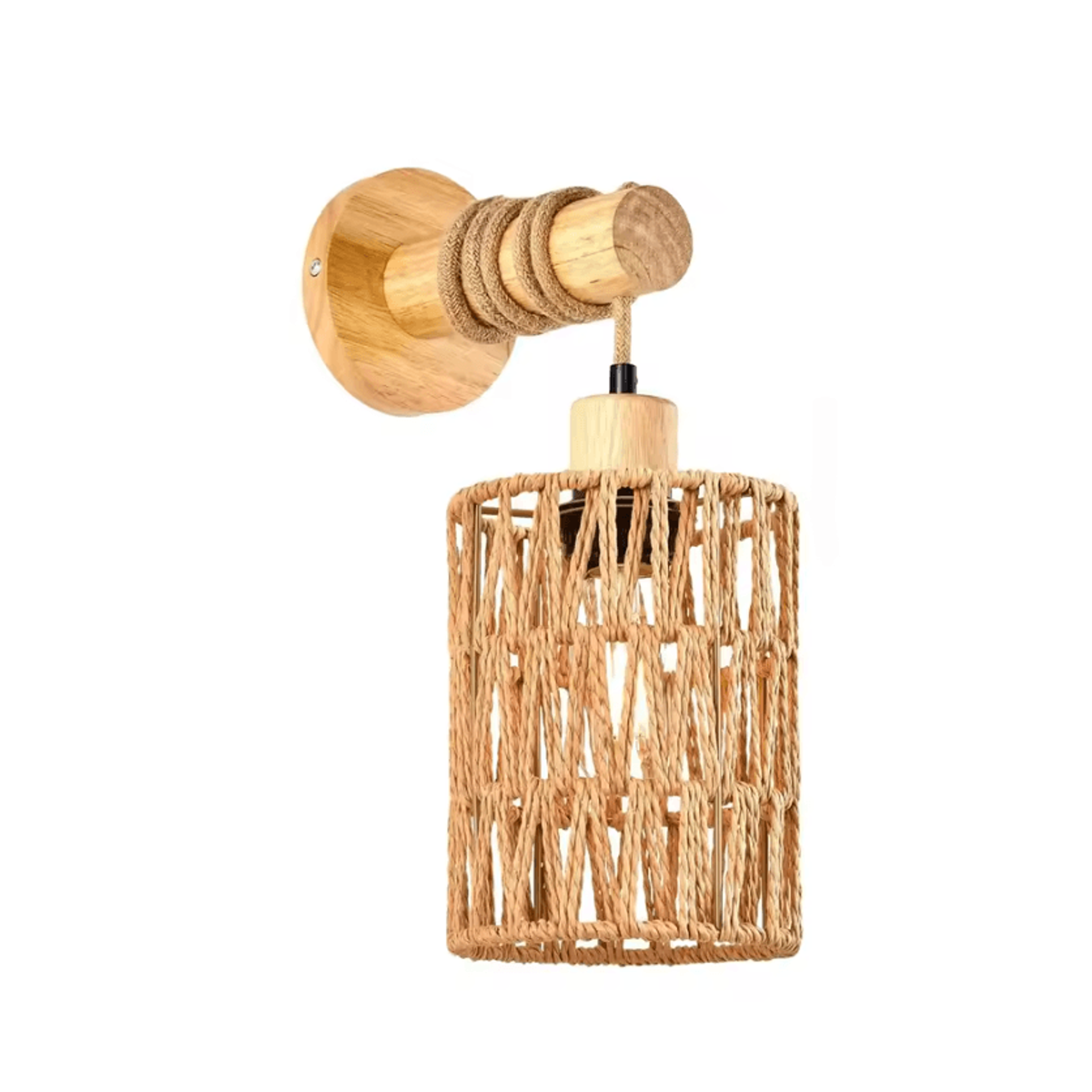 Dimmable Boho Rattan Wall Sconce Wicker Wall Mounted Lamp For Bedroom And Nursery 5