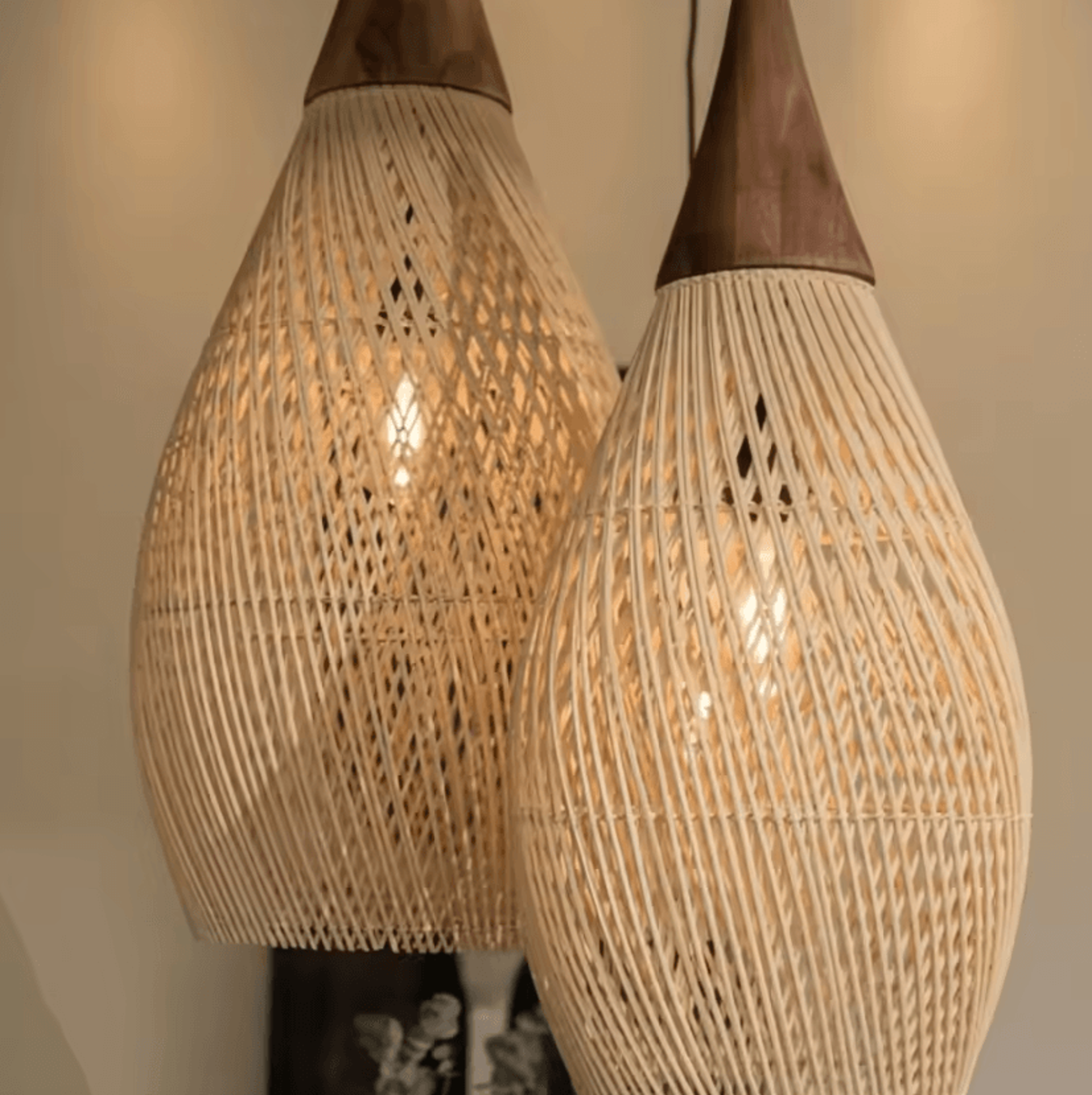 Vintage Rattan Pendant Chandelier 2535CM E27 Wicker Hanging Ceiling Light For Living Room And Dinin 2