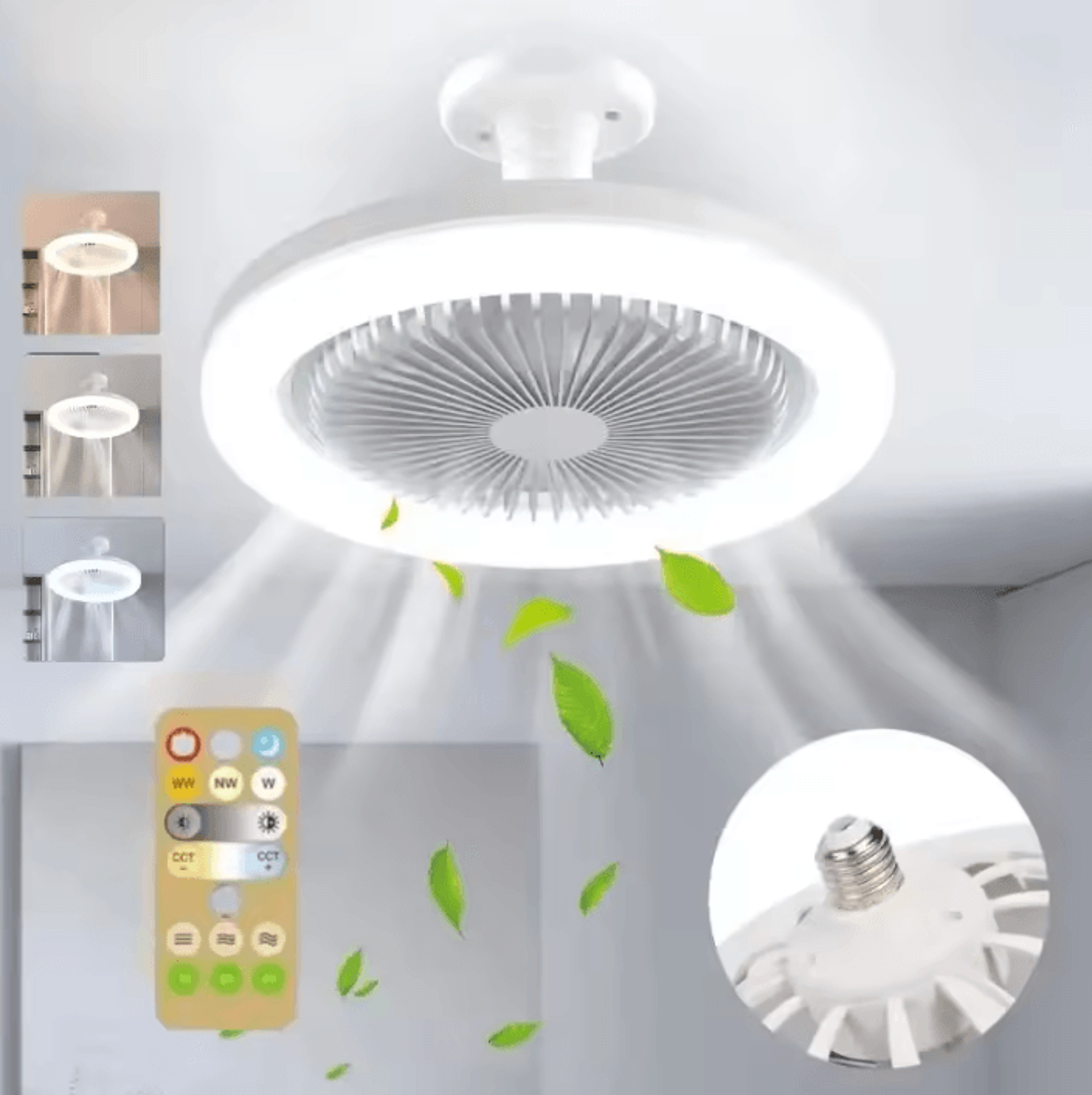 smart 3-in-1 ceiling fan light with remote control quiet led fan lamp for bedroom and living room