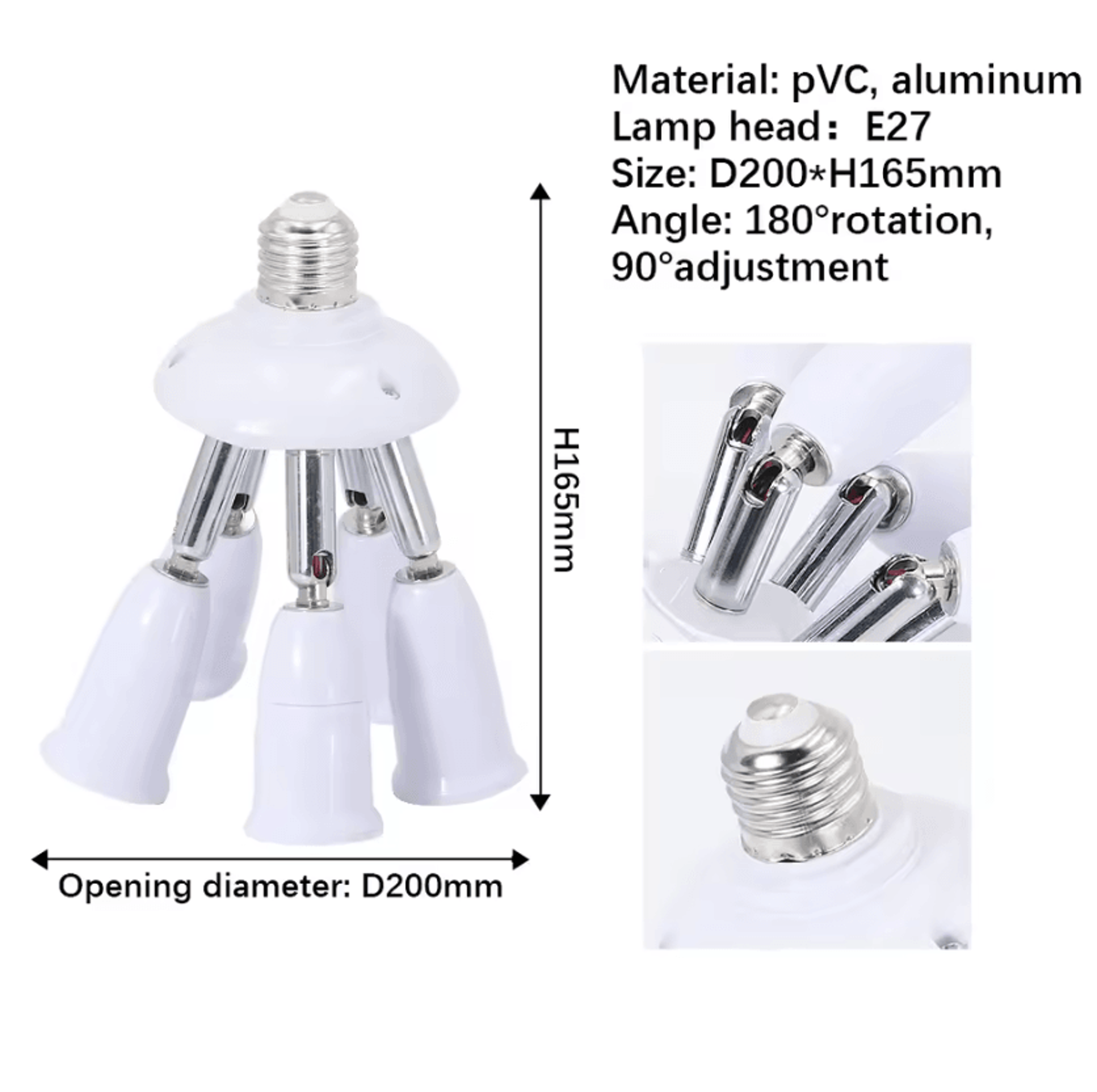 Adjustable E27 3 Head Light Bulb Splitter Adapter Triple Socket Converter For LED Ceiling Lighting 3