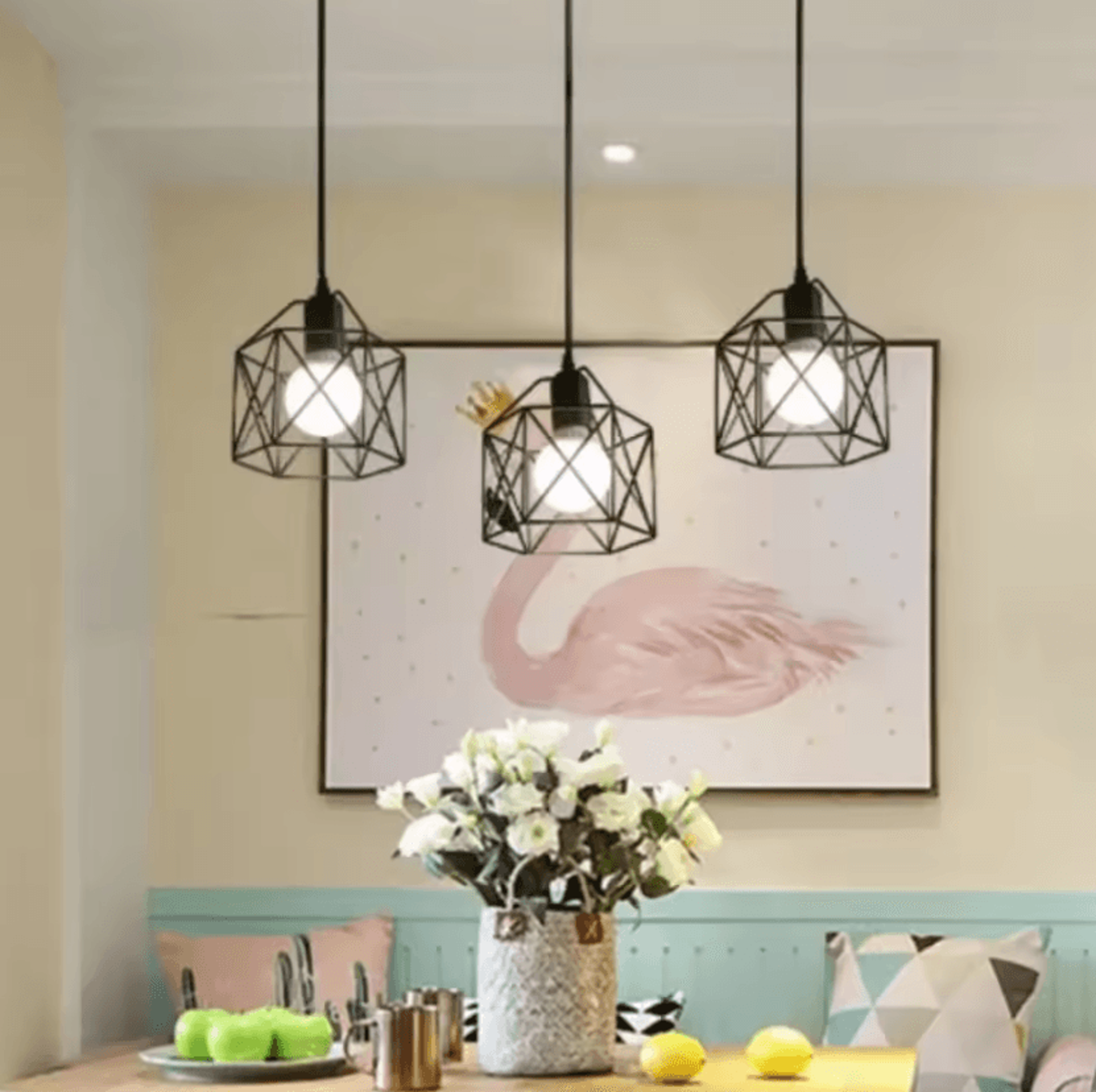 Vintage Metal Cage Pendant Light Industrial Hanging Ceiling Lamp For Kitchen Island And Home Decor 2