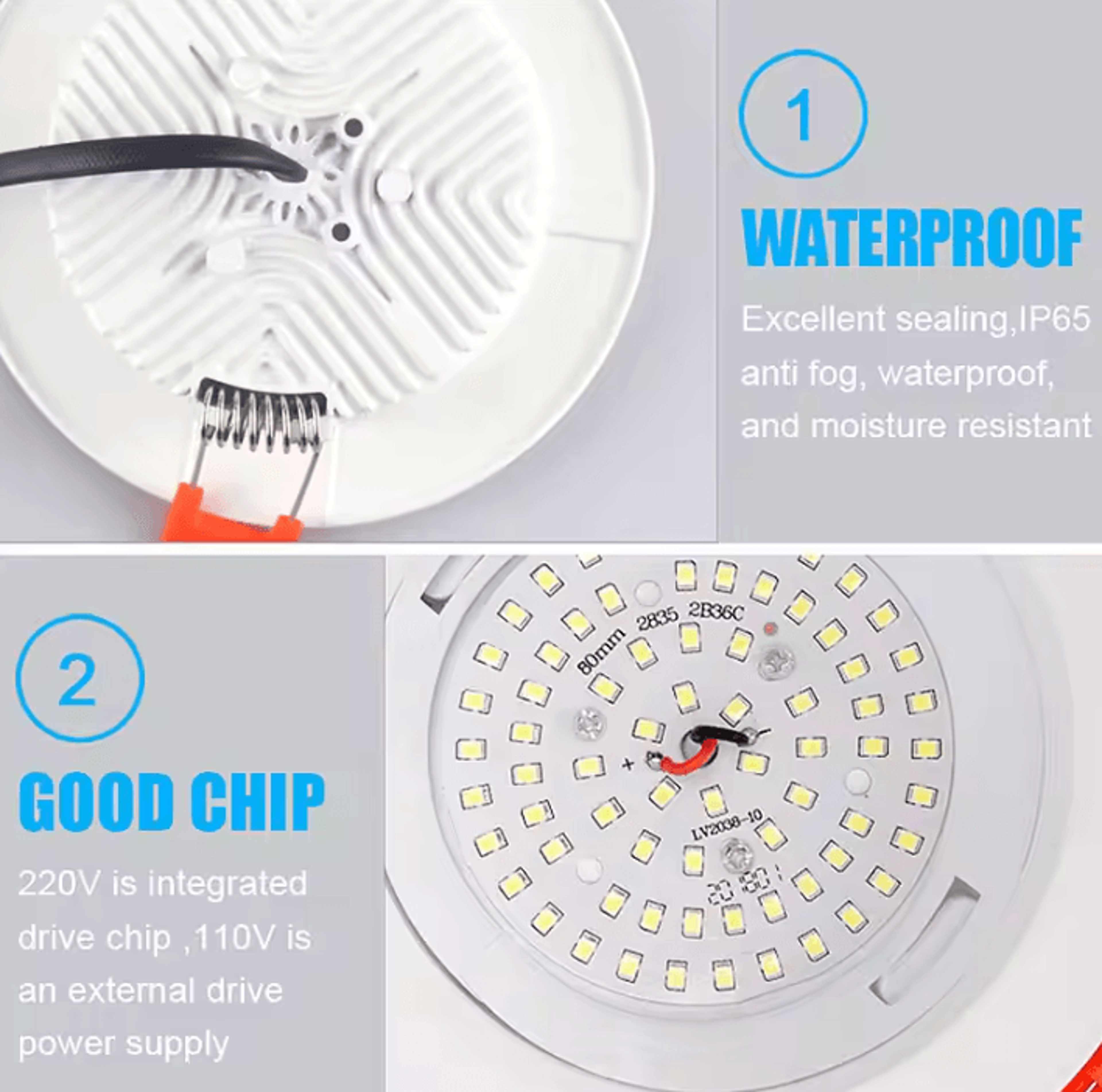 10PCS IP65 Waterproof LED Recessed Downlights 7W 9W 12W 15W Ceiling Spotlights For Bathroom And Kit 4