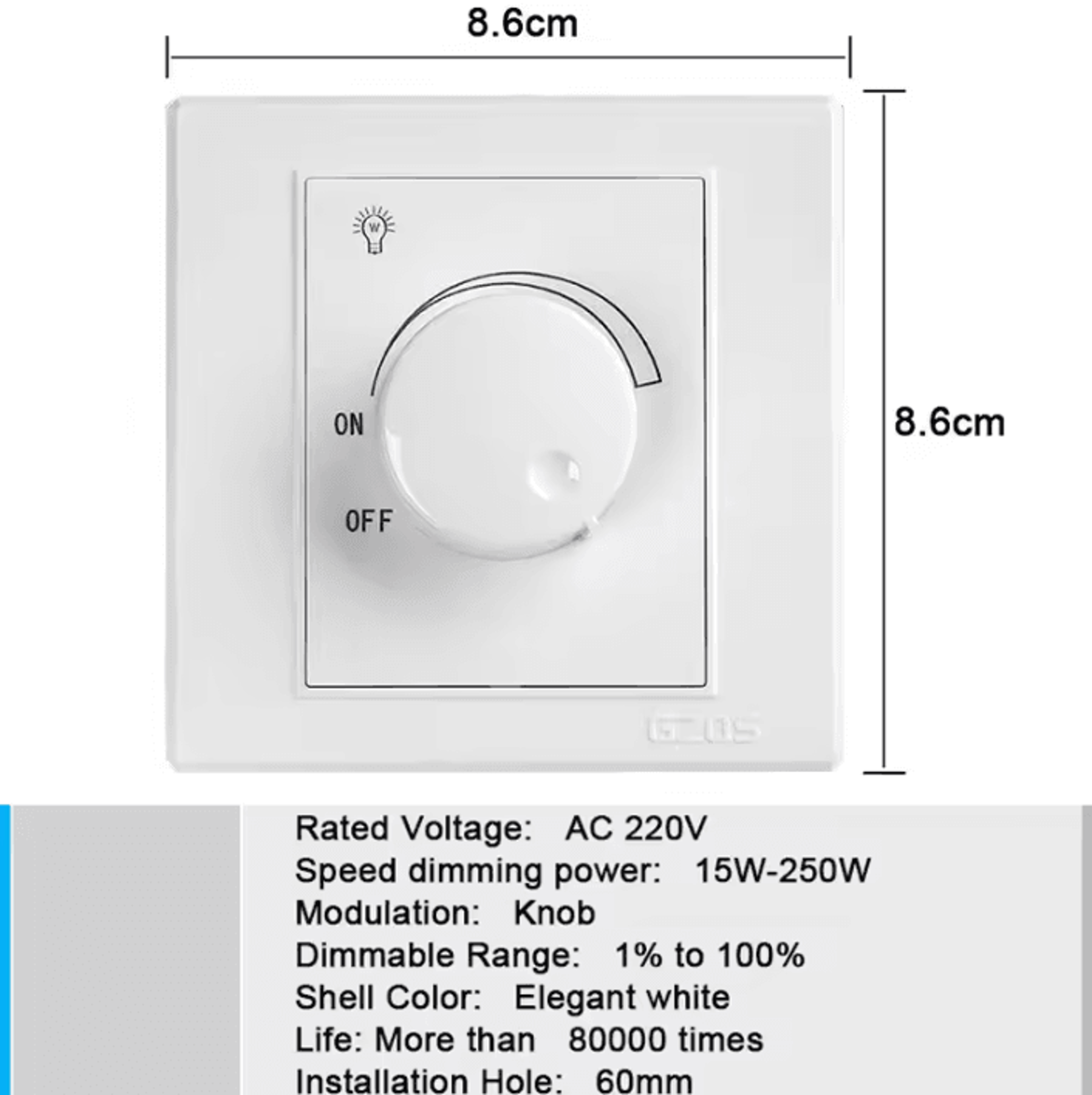 220V LED Dimmer Switch 250W Adjustable Brightness Light Controller AC200240V For Indoor Lighting 2