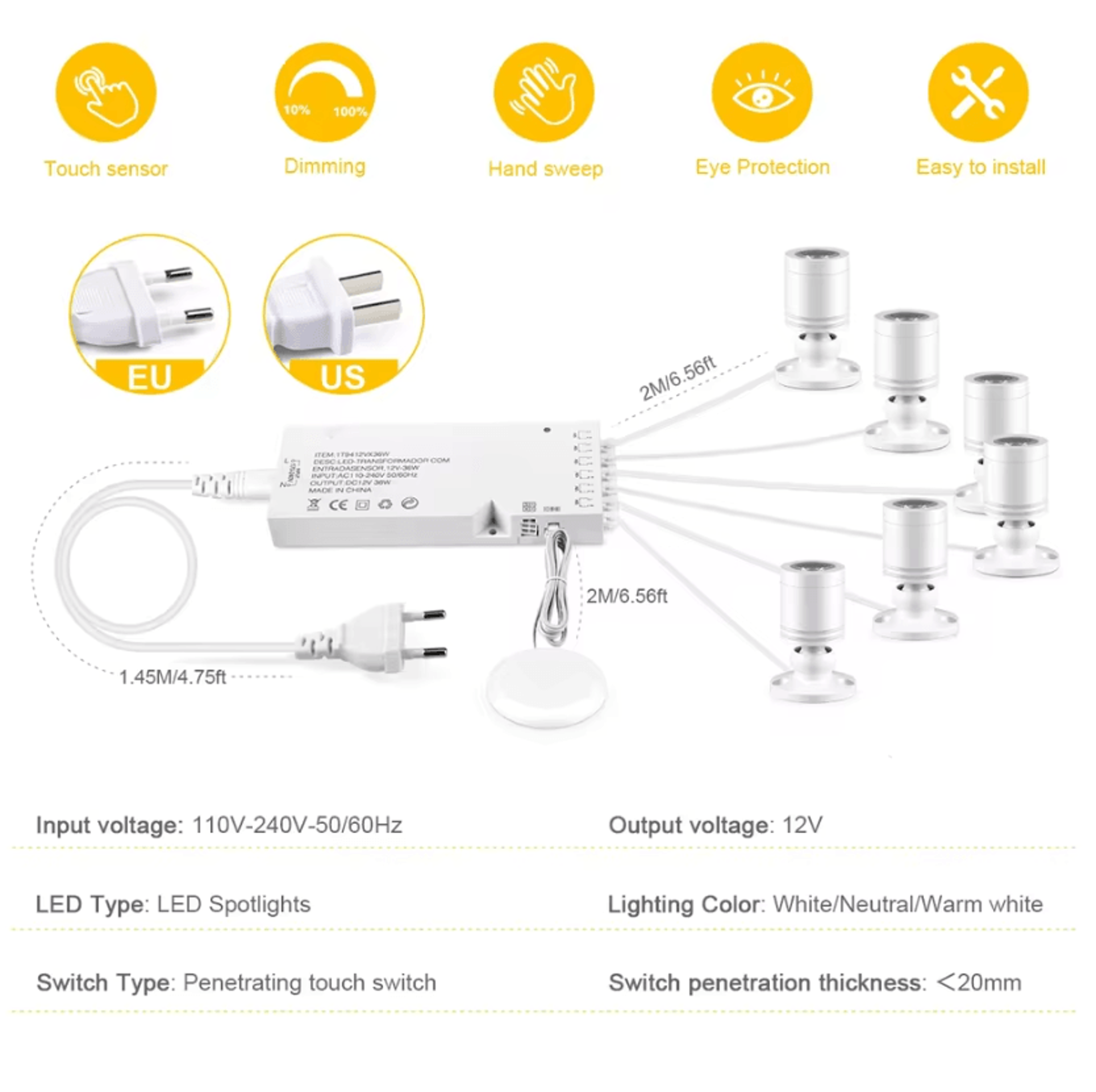 12V Touch Dimmable LED Mini Spotlight 3W Wall Ceiling Lamp For Wine Cabinet Artwork And Display Lig 1