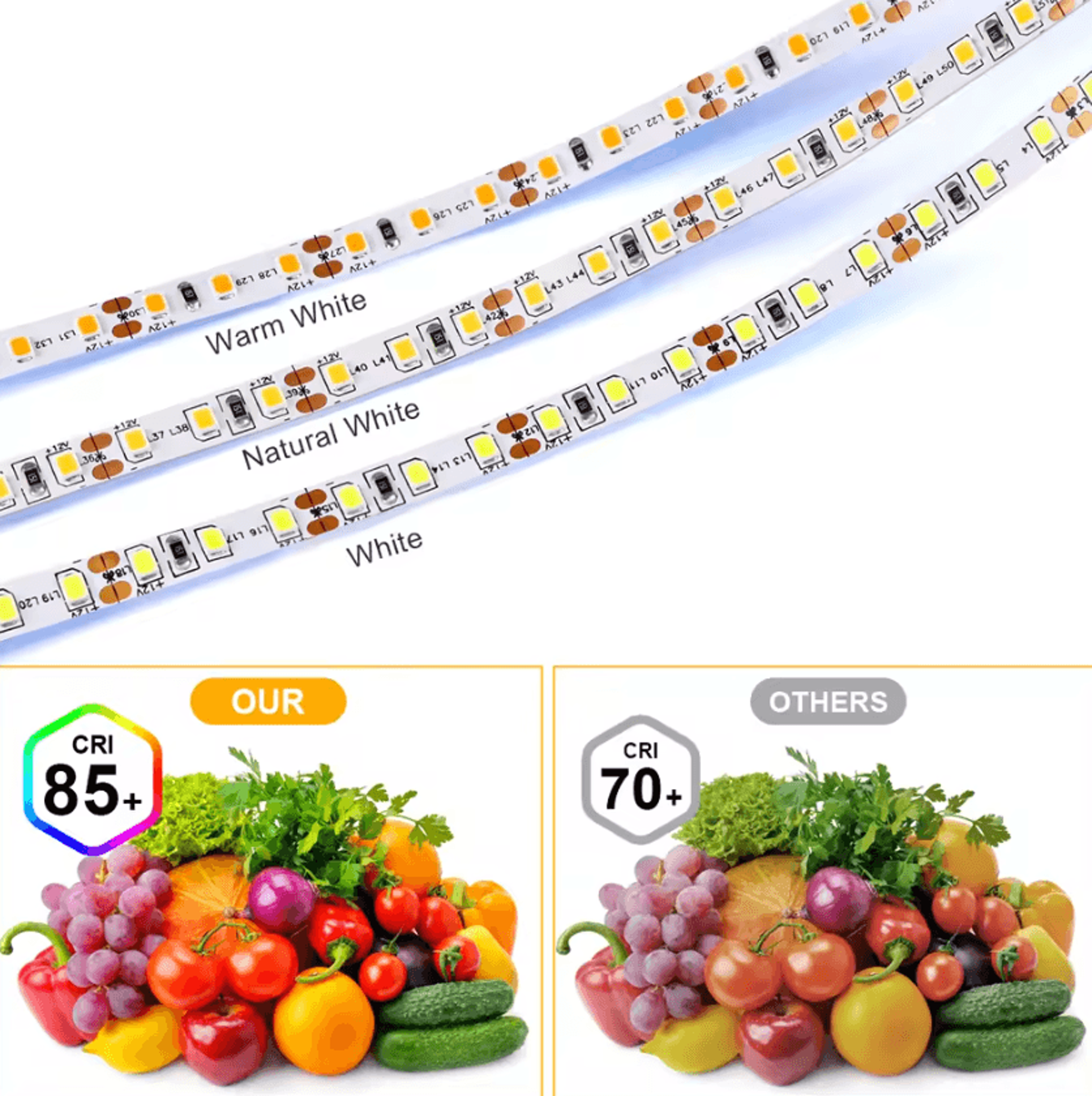 DC12V Flexible LED Strip Light COB 320LEDsM SMD2835 120LEDsM Double Layer Copper Tape For Cabinet A 3
