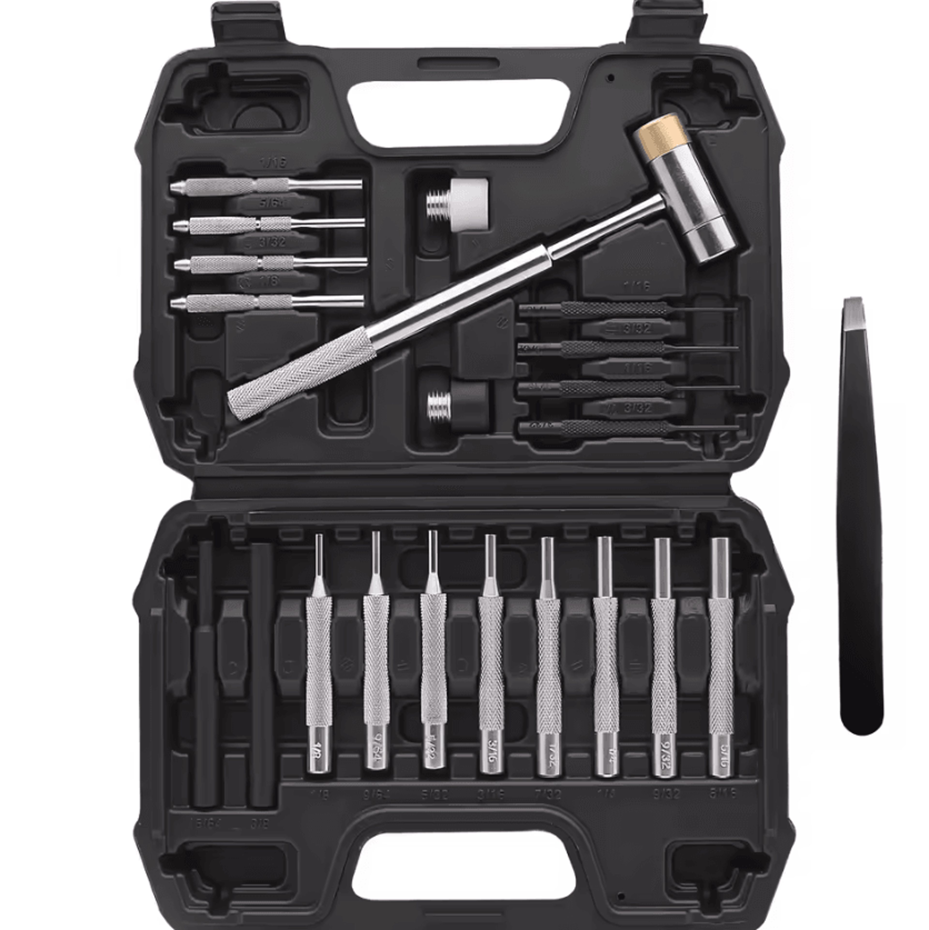 21pcs roll pin punch set with hammer precision pin removal tool kit for mechanical and automotive repairs