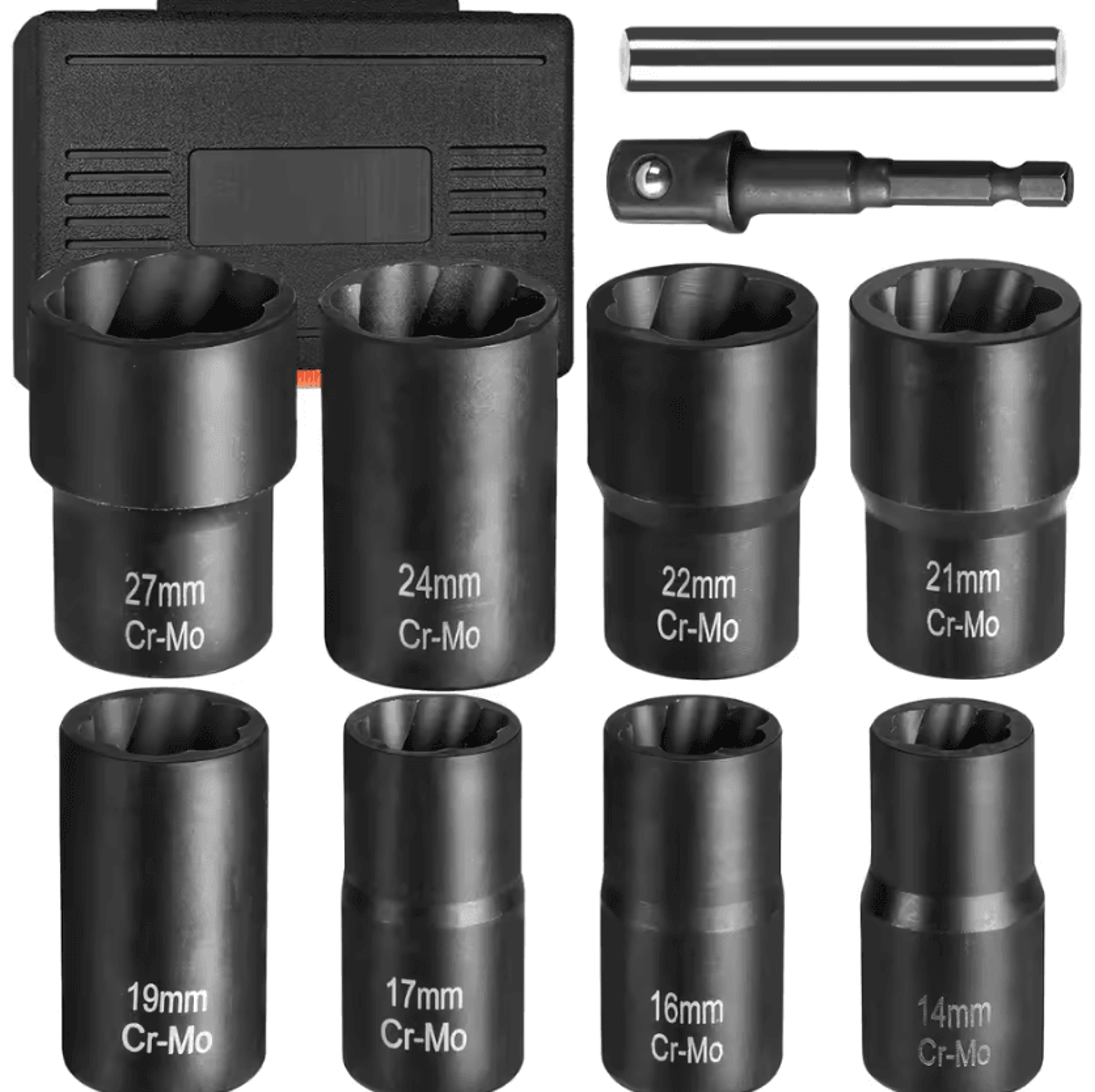 10pcs lug nut remover set 1/2 inch drive impact socket extractor kit for damaged wheel nuts and bolts