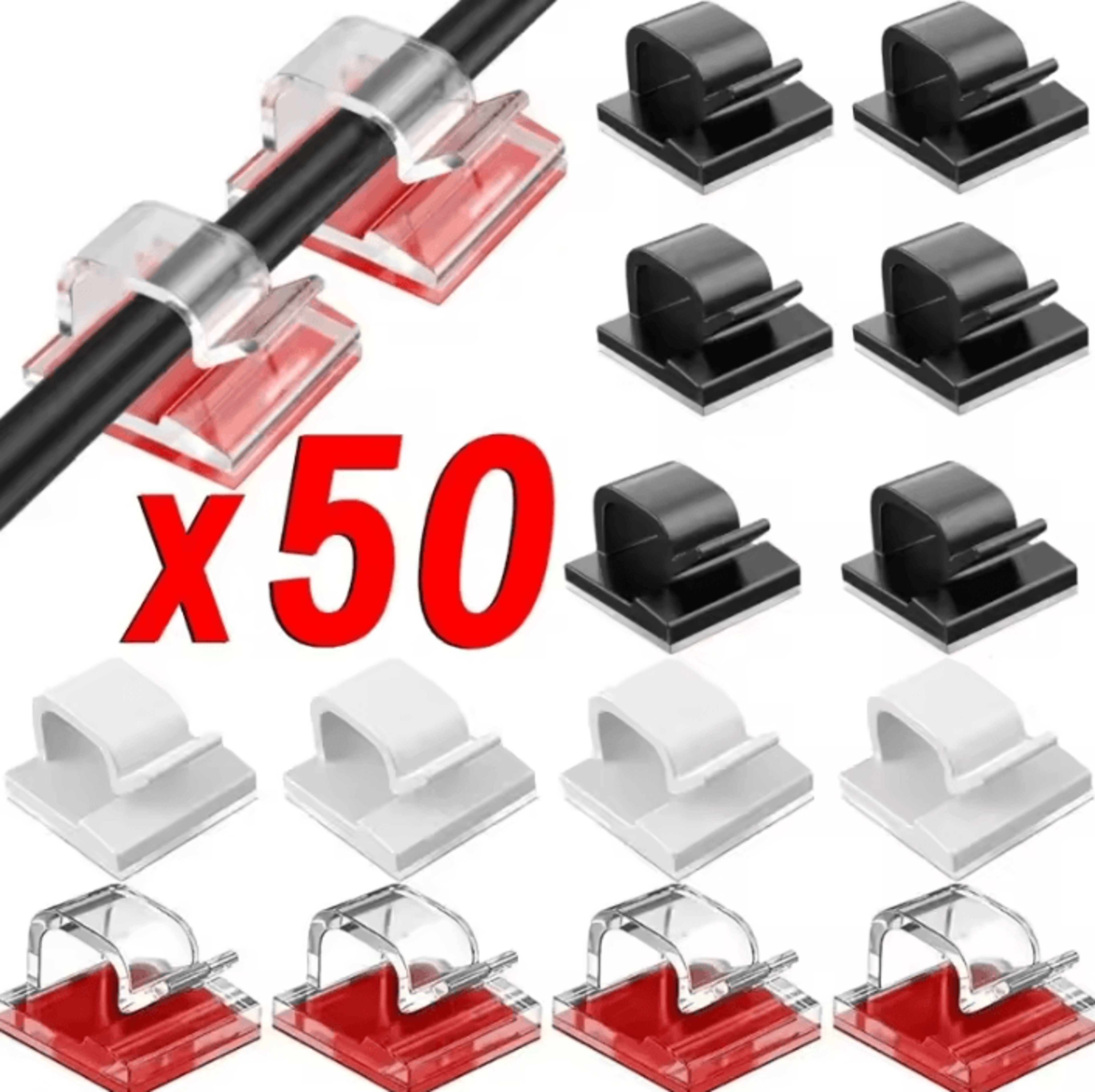 10/20/50pcs adhesive cable organizer clips usb wire holders for desk home and office cable management