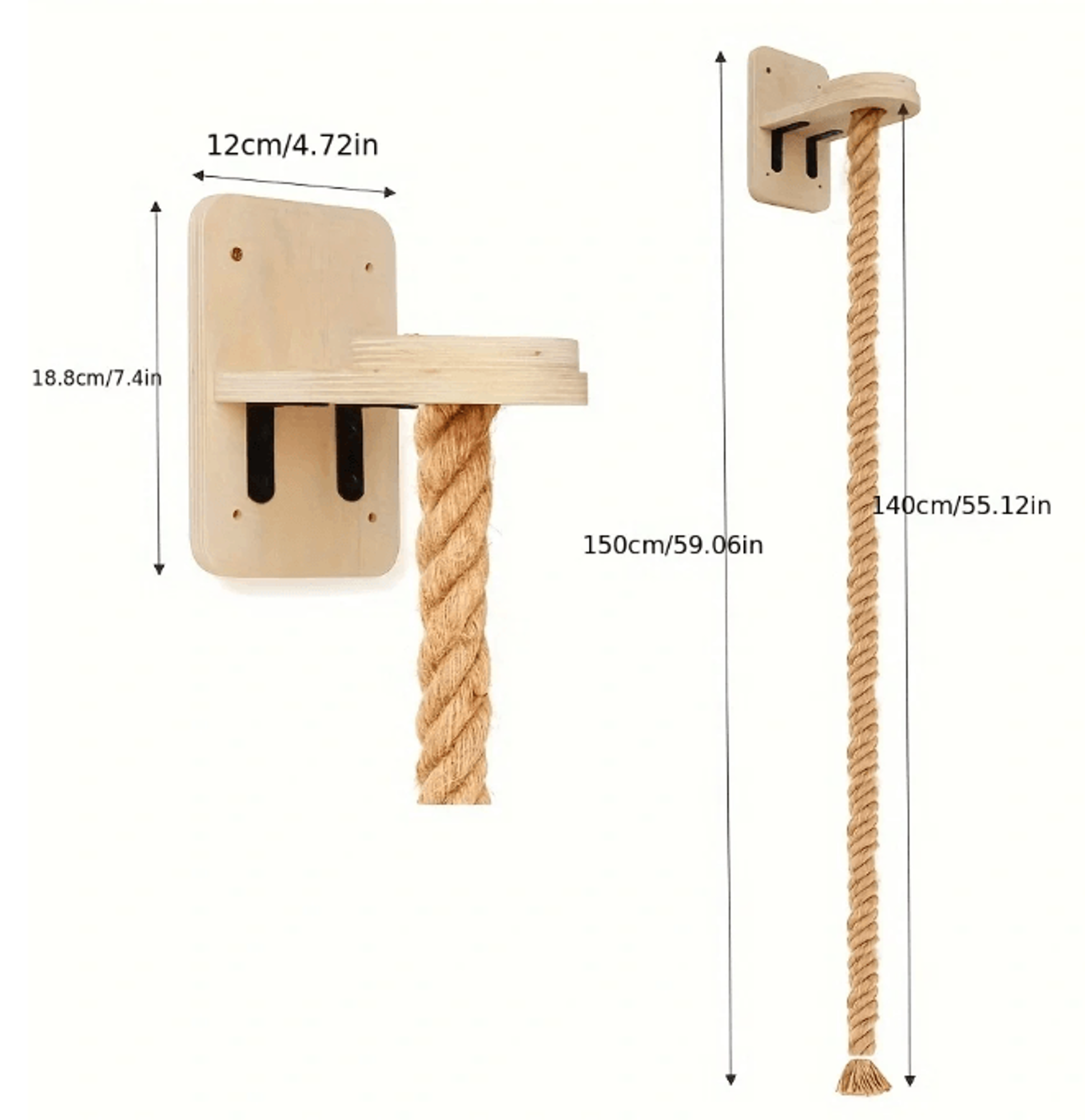Wall Mounted Cat Climbing Rope With Wooden Steps And Sisal Scratcher For Indoor Cats 1