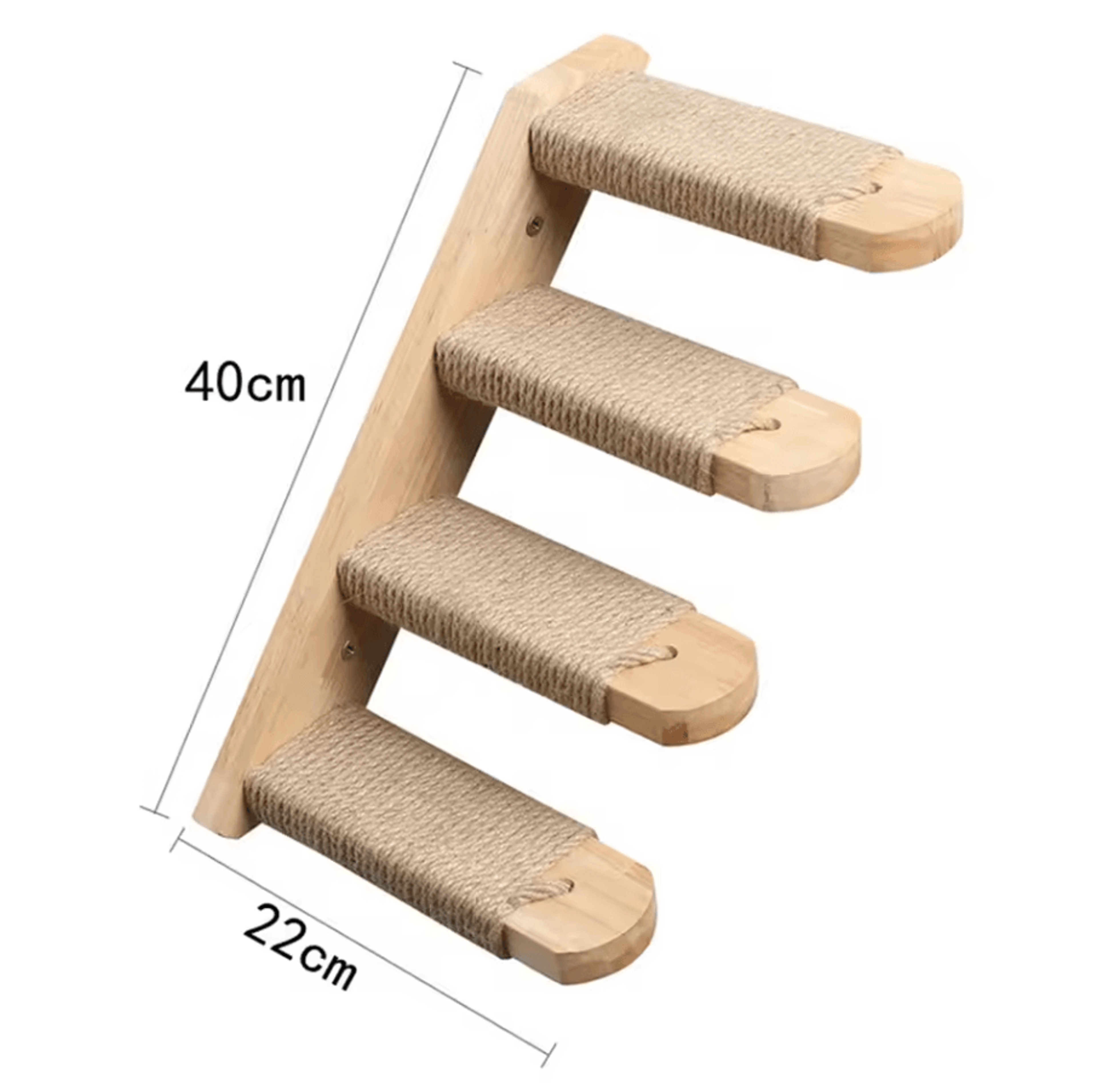 Wall Mounted Cat Climbing Rope With Wooden Steps And Sisal Scratcher For Indoor Cats 9