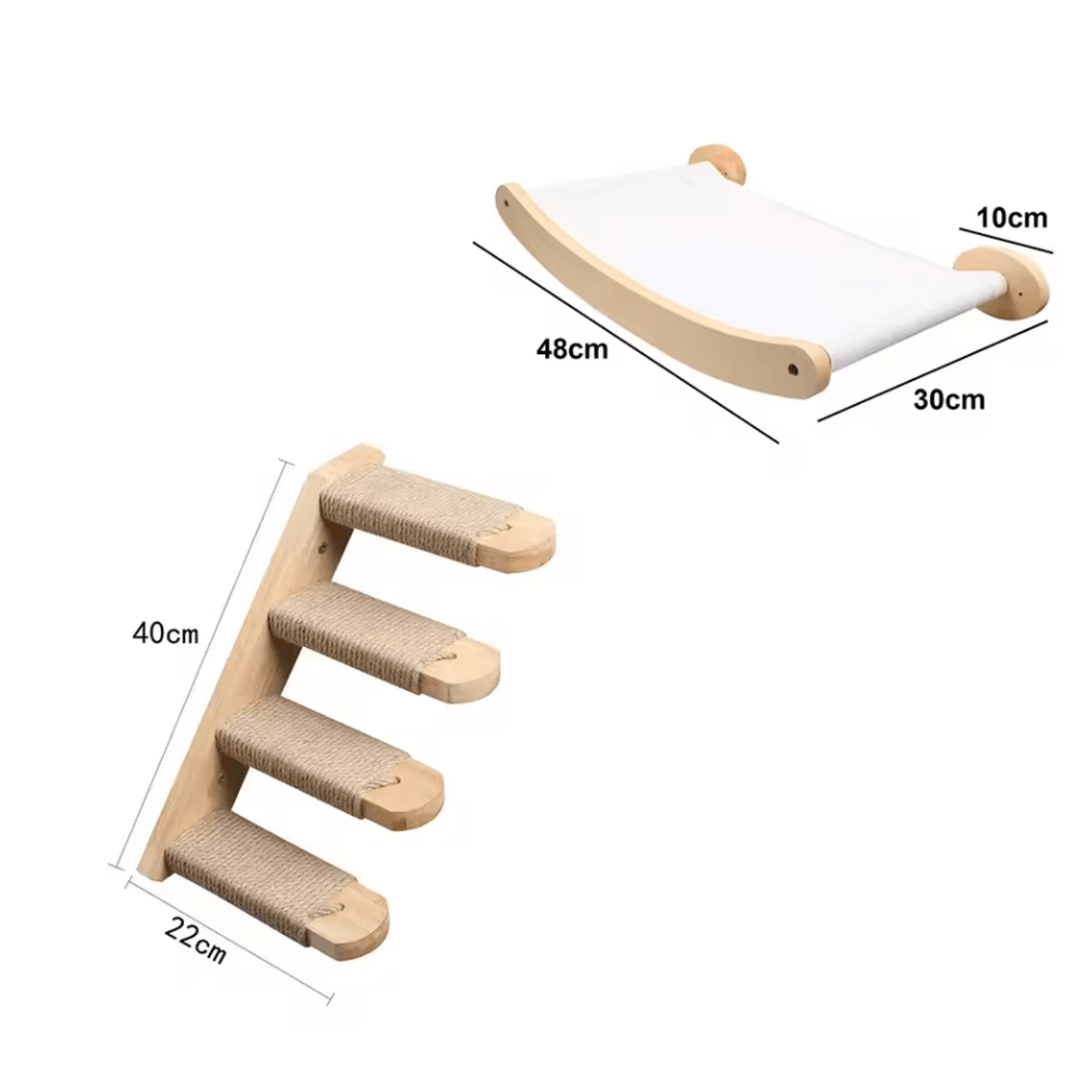 Wall Mounted Cat Hammock Bed With Wooden Shelf And Scratching Post For Indoor Cats 13