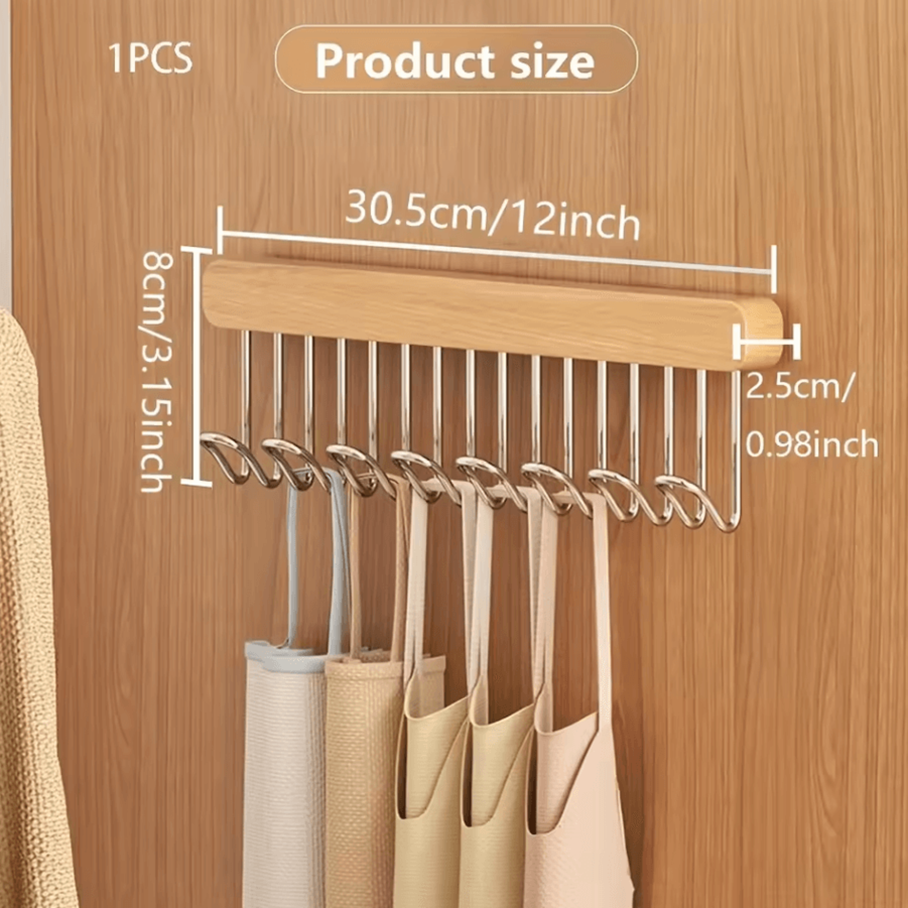 LeftSide PullOut Sliding Closet Hanger With 8 Hooks SpaceSaving Wardrobe Organizer 2