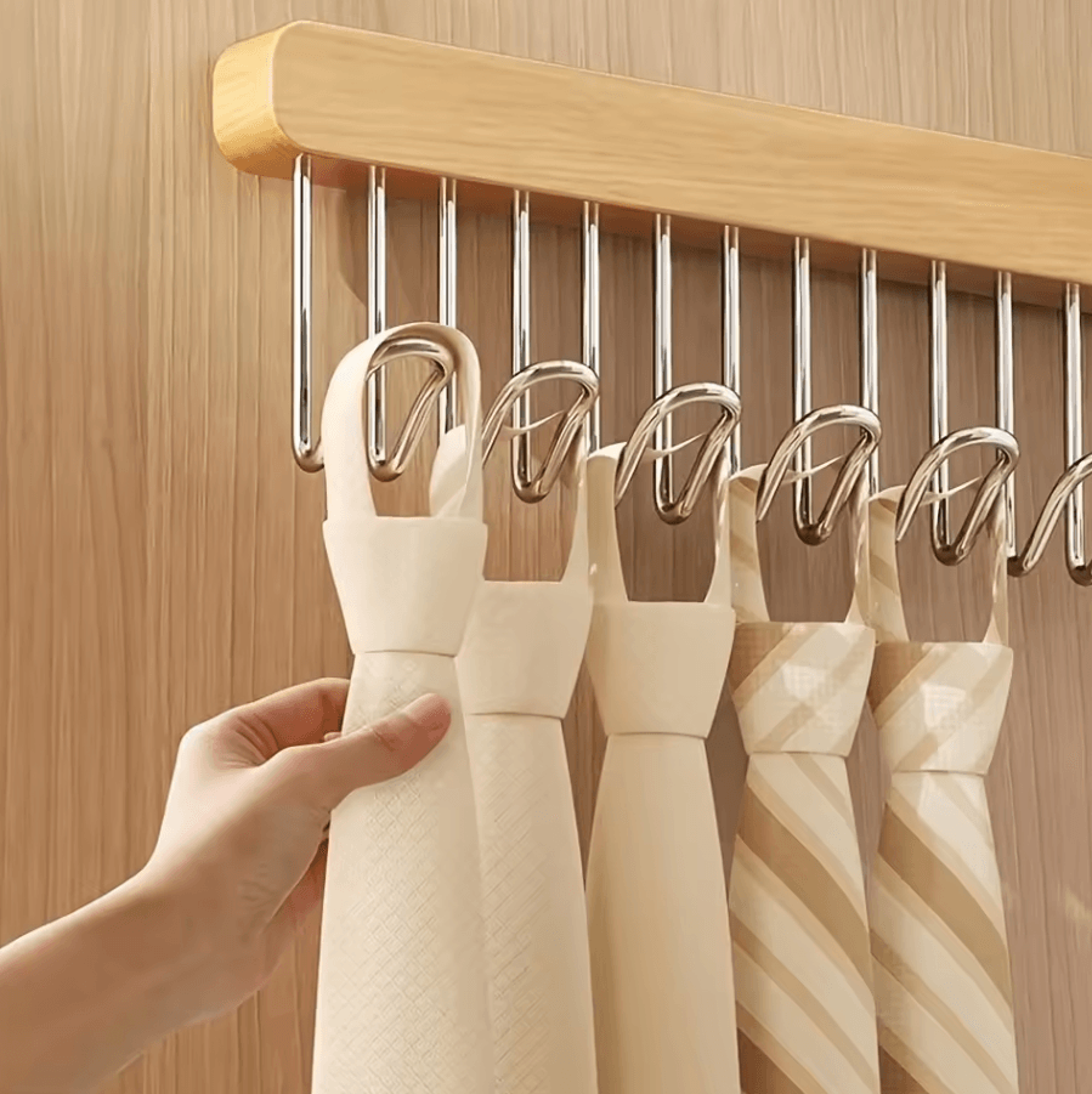 LeftSide PullOut Sliding Closet Hanger With 8 Hooks SpaceSaving Wardrobe Organizer 3