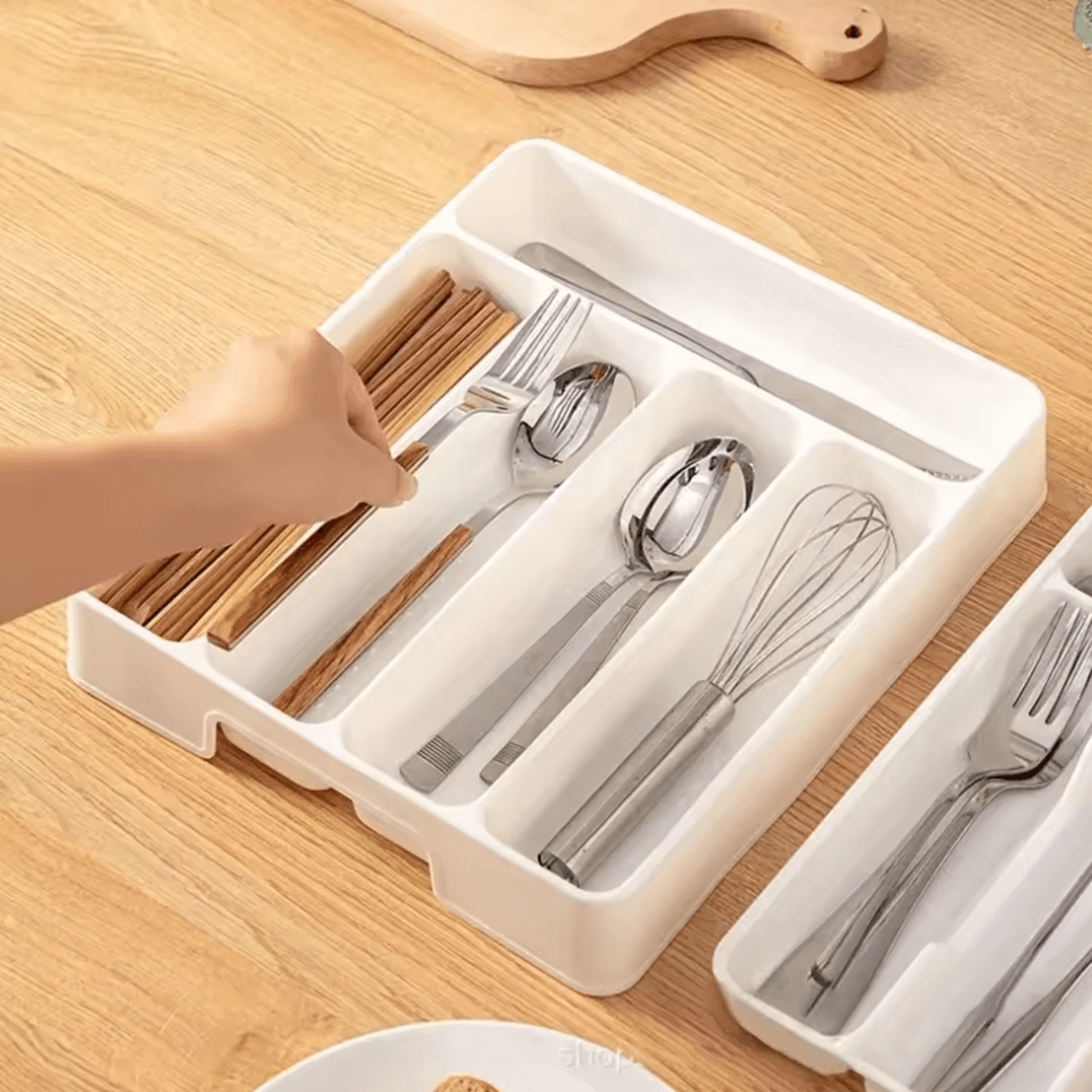 45 Compartments Cutlery Organizer Drawer Divider Tray Kitchen Utensil Storage Box 0