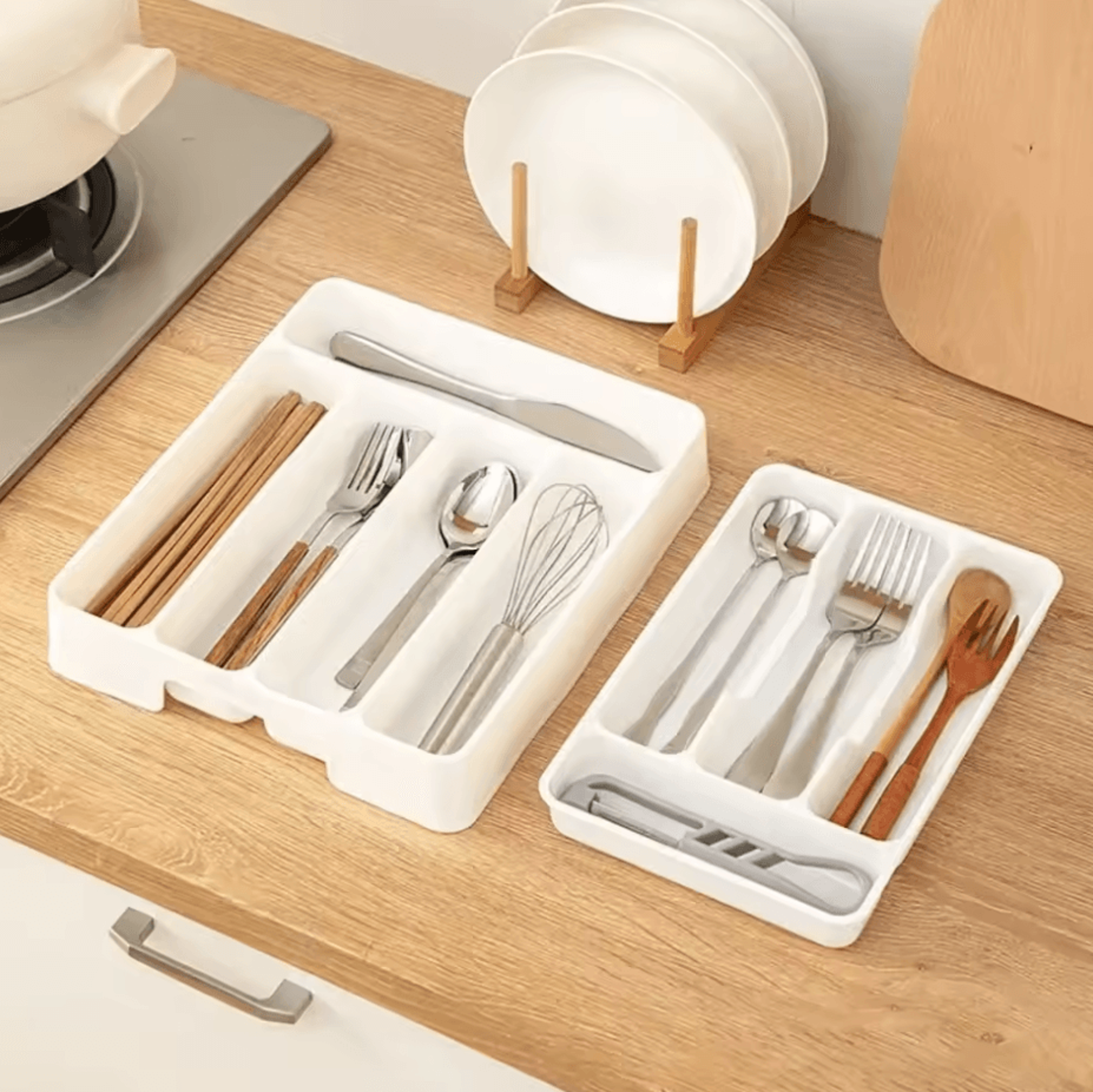 45 Compartments Cutlery Organizer Drawer Divider Tray Kitchen Utensil Storage Box 4