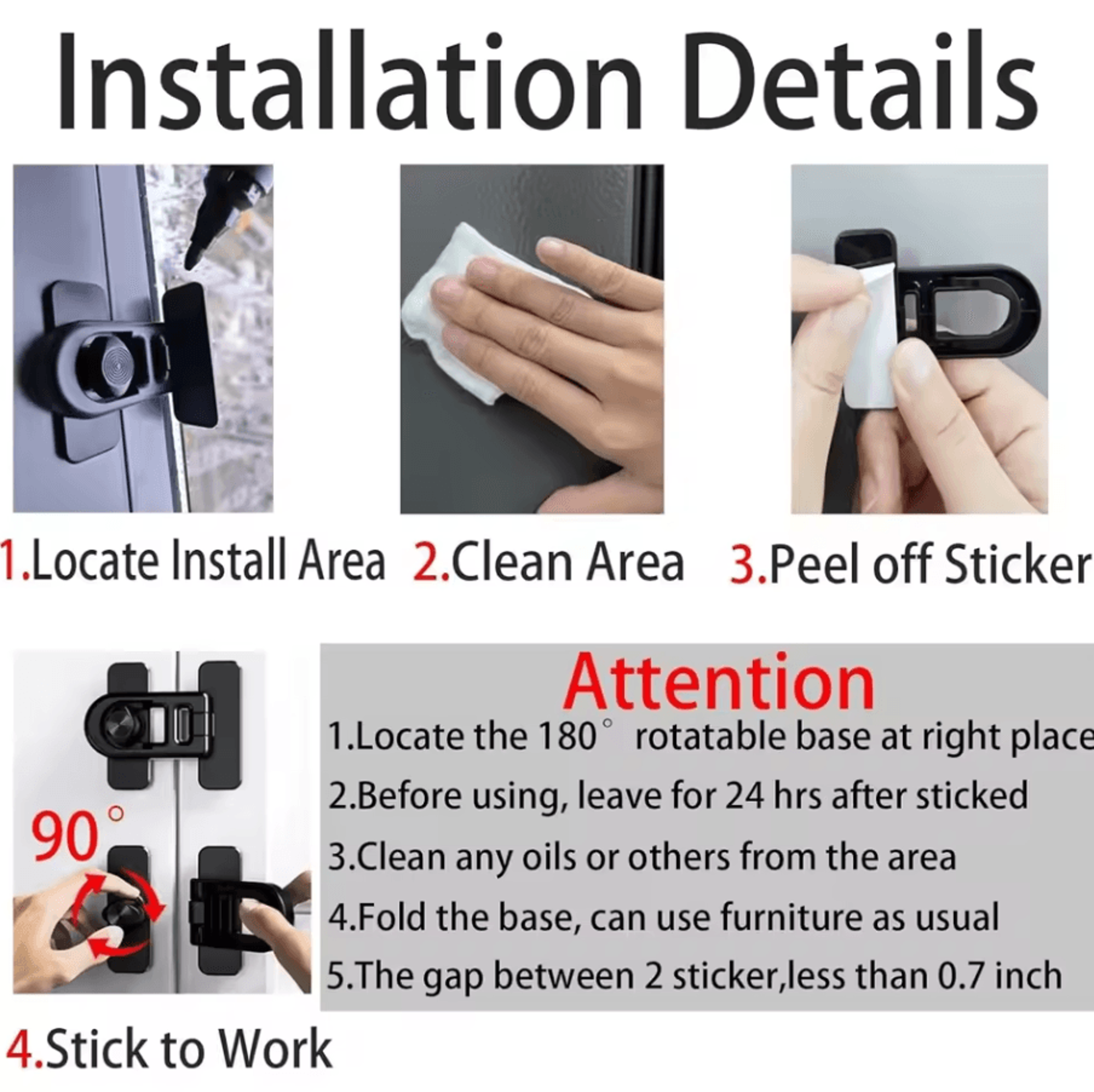 Fridge Child Safety Lock Refrigerator  Freezer Door Lock Baby Proofing Strap 2