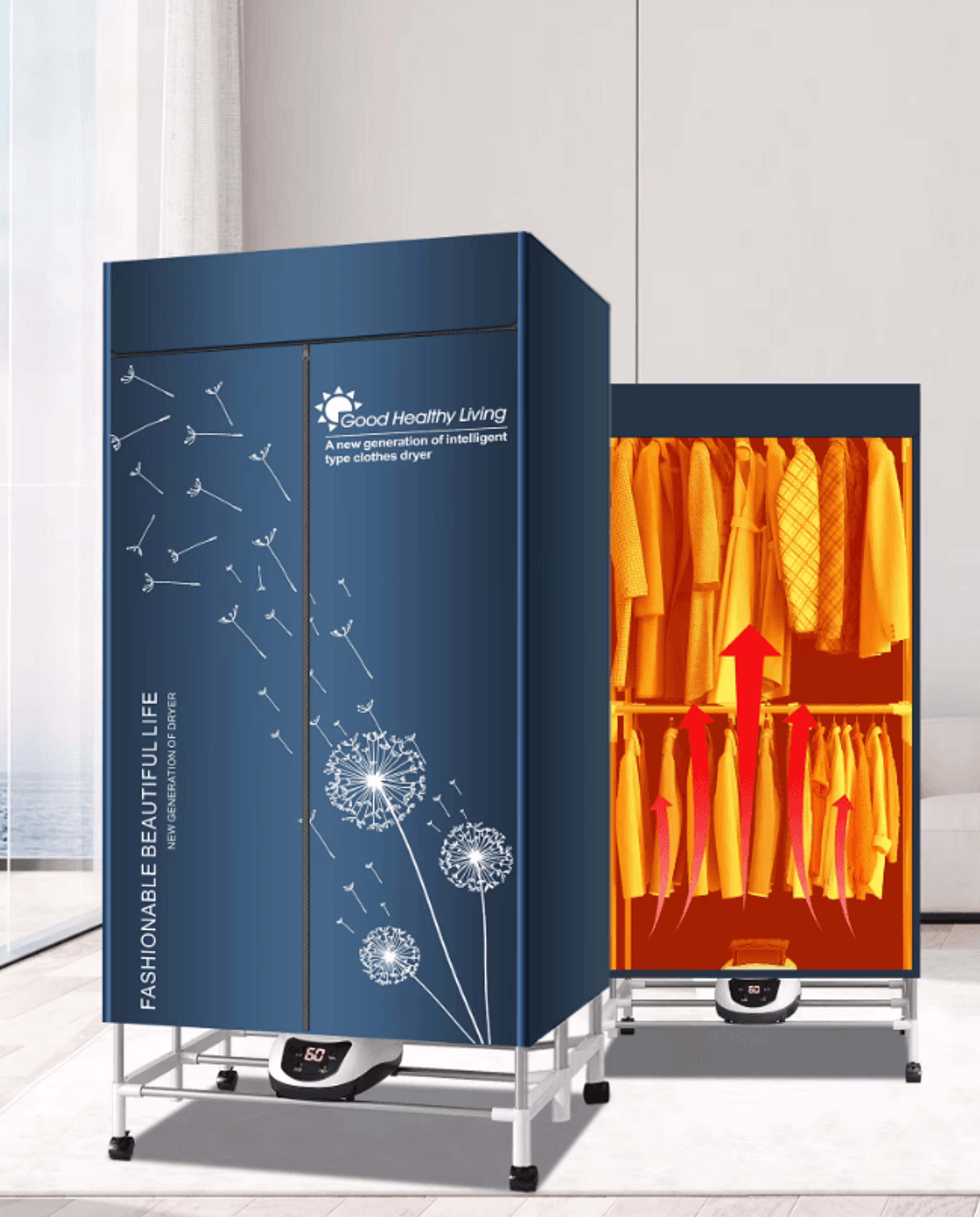 Portable Electric Clothes Dryer 220V 1500W Heated Clothes Airer With Timer 0