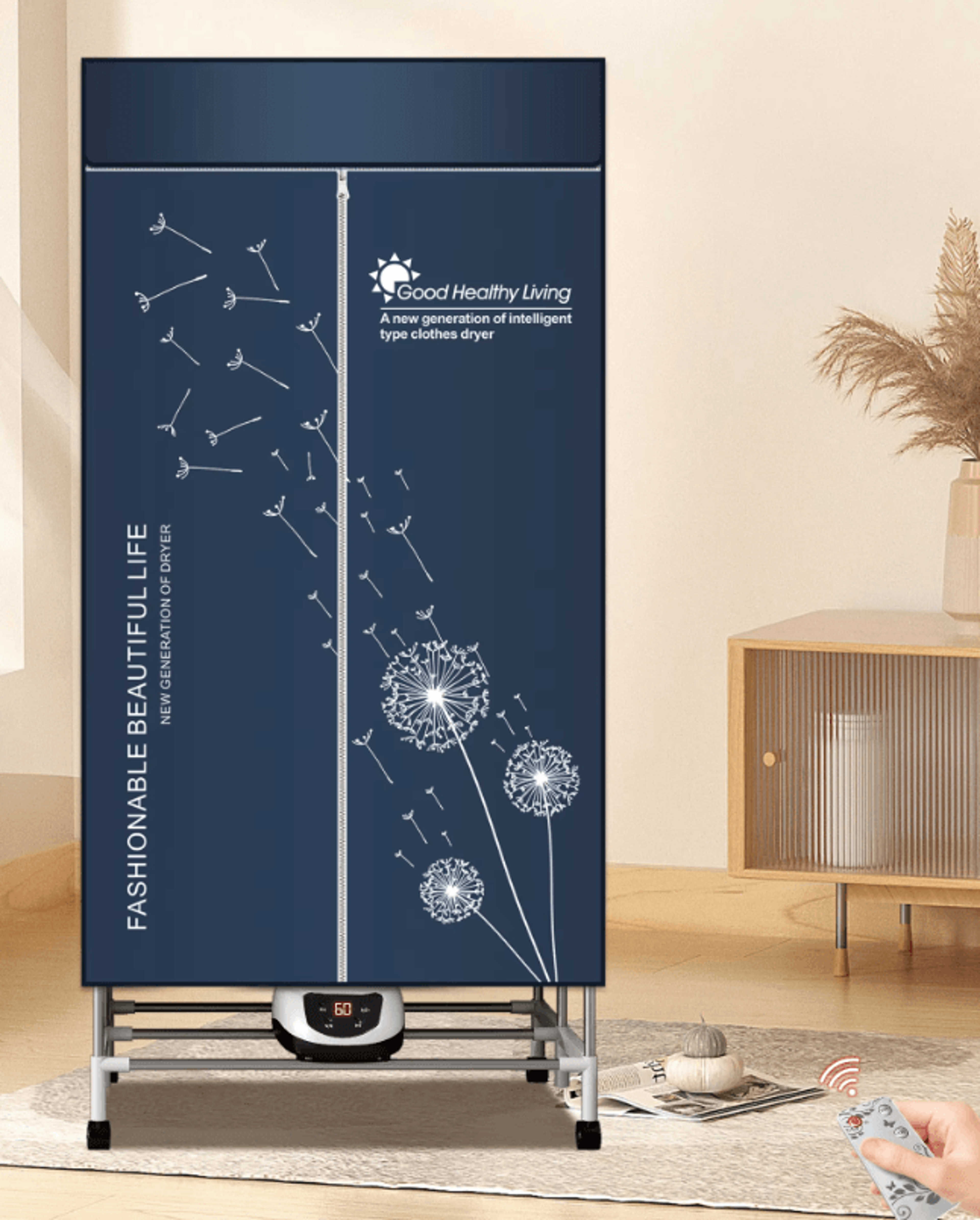 Portable Electric Clothes Dryer 220V 1500W Heated Clothes Airer With Timer 3