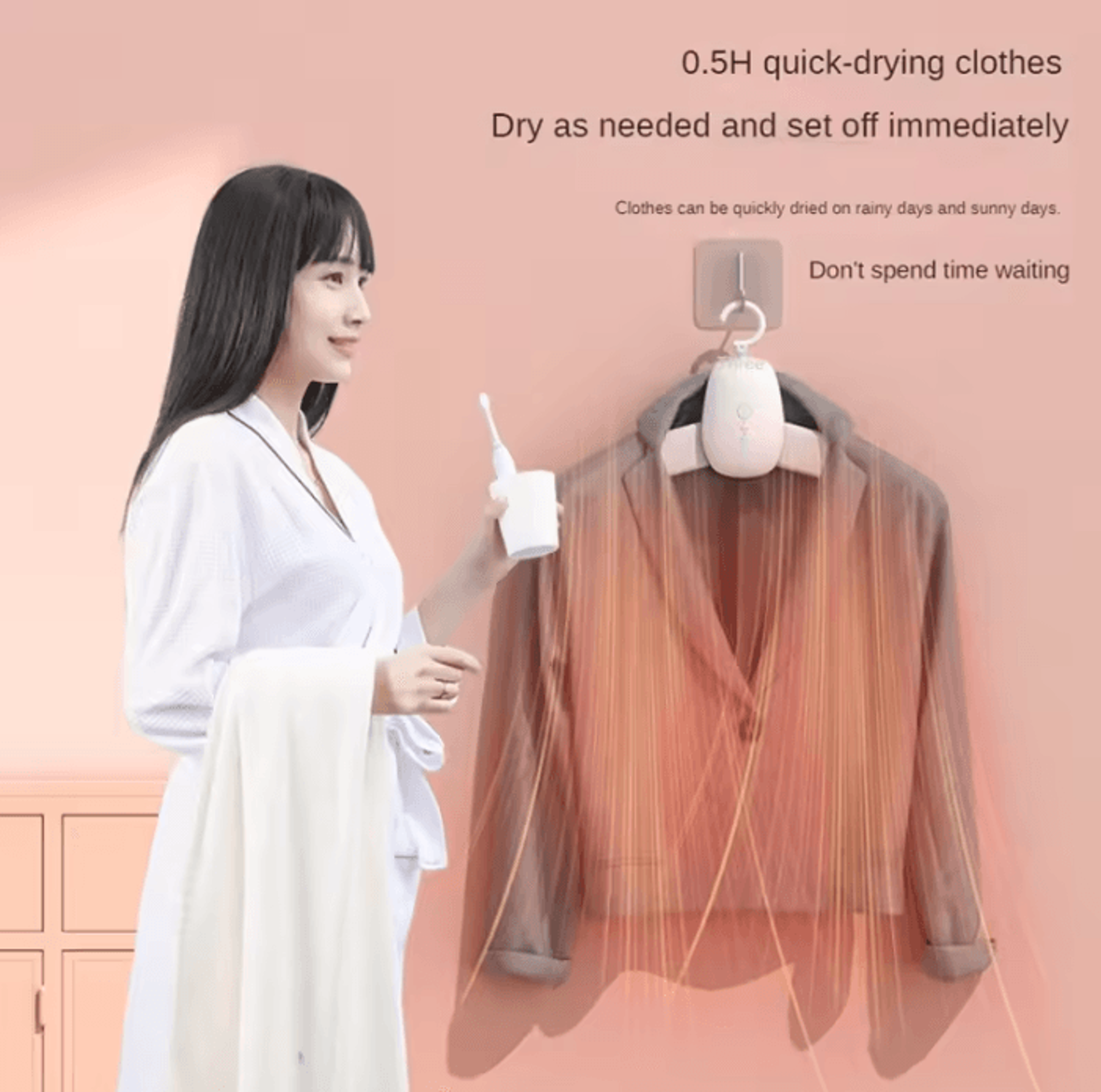 Foldable Portable Electric Clothes Dryer Rack With Hangers Laundry Dryer Machine US Plug 4