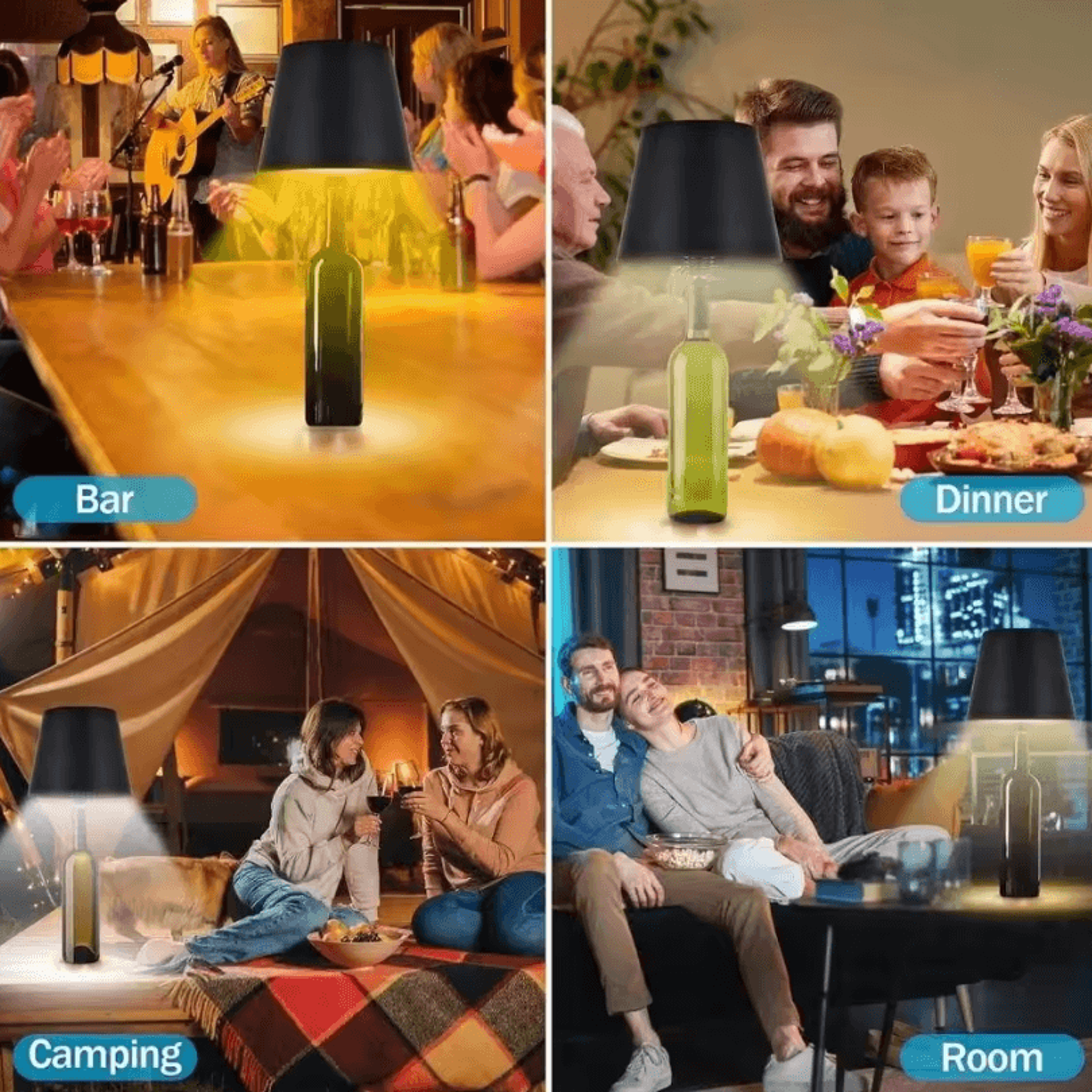 Rechargeable Glass Bottle Light  Wireless Ambient Lamp With Touch Control 5