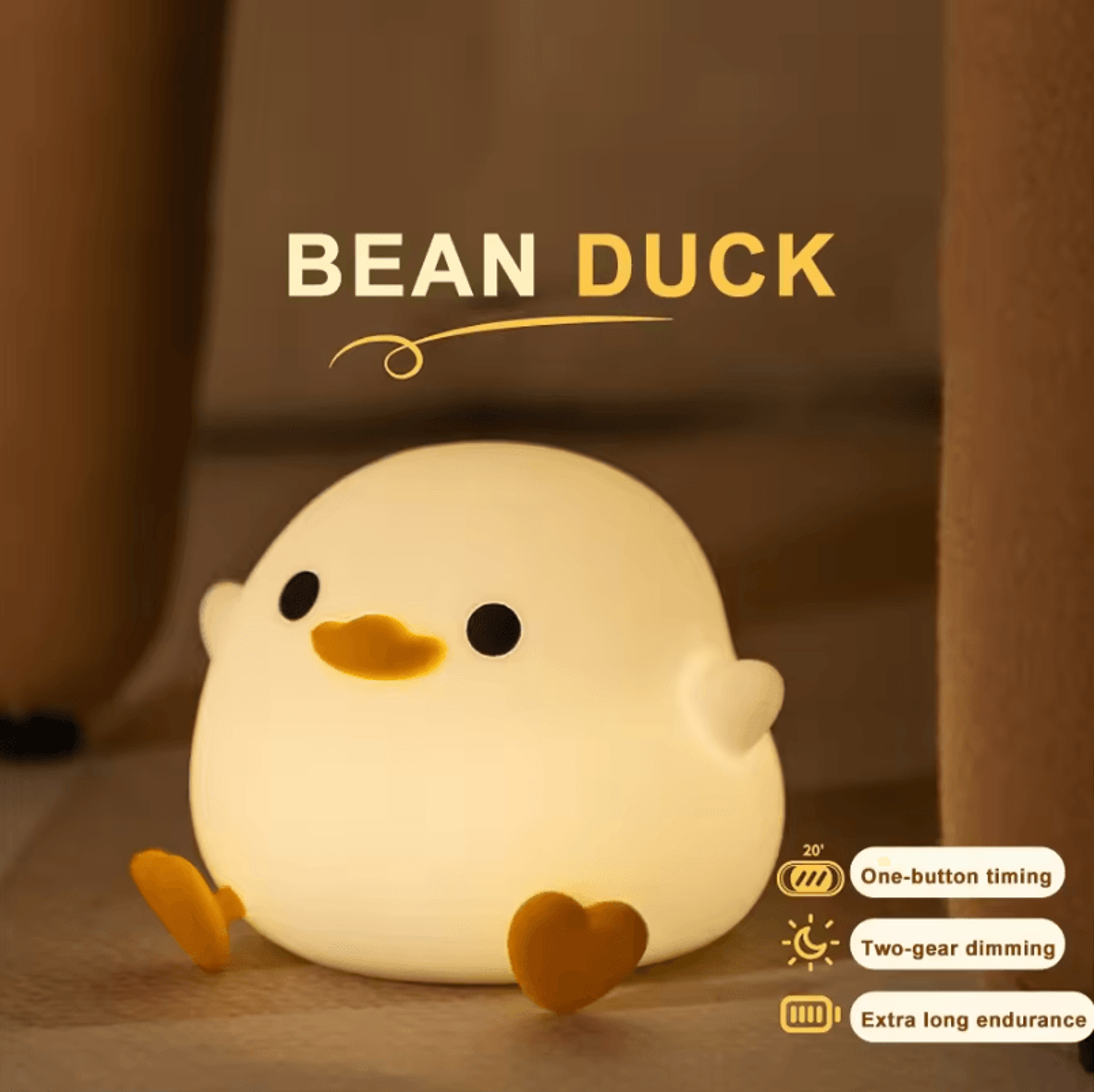 Cute Duck Night Light  USB Rechargeable Cartoon Silicone Kids Lamp 1