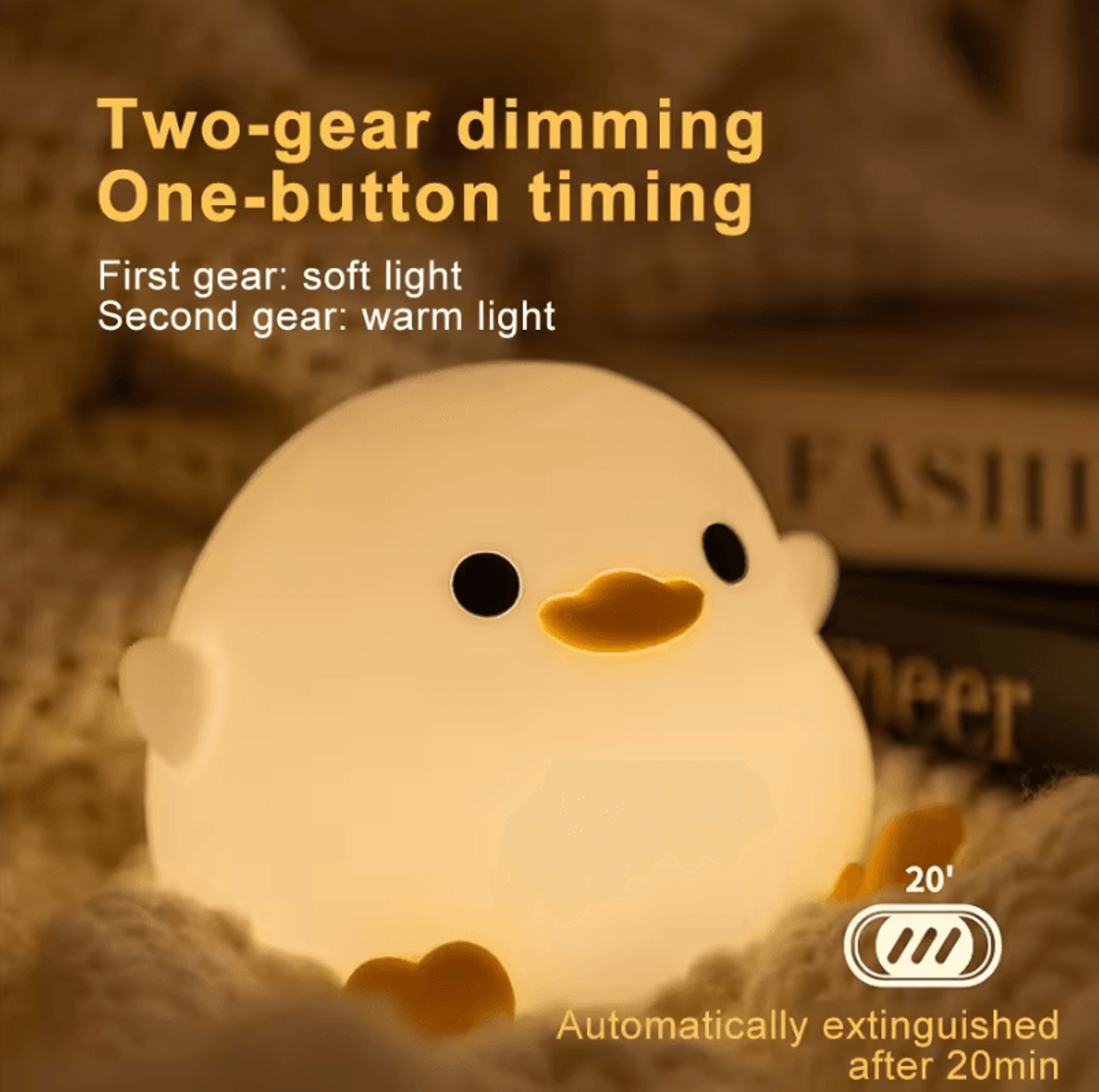Cute Duck Night Light  USB Rechargeable Cartoon Silicone Kids Lamp 3