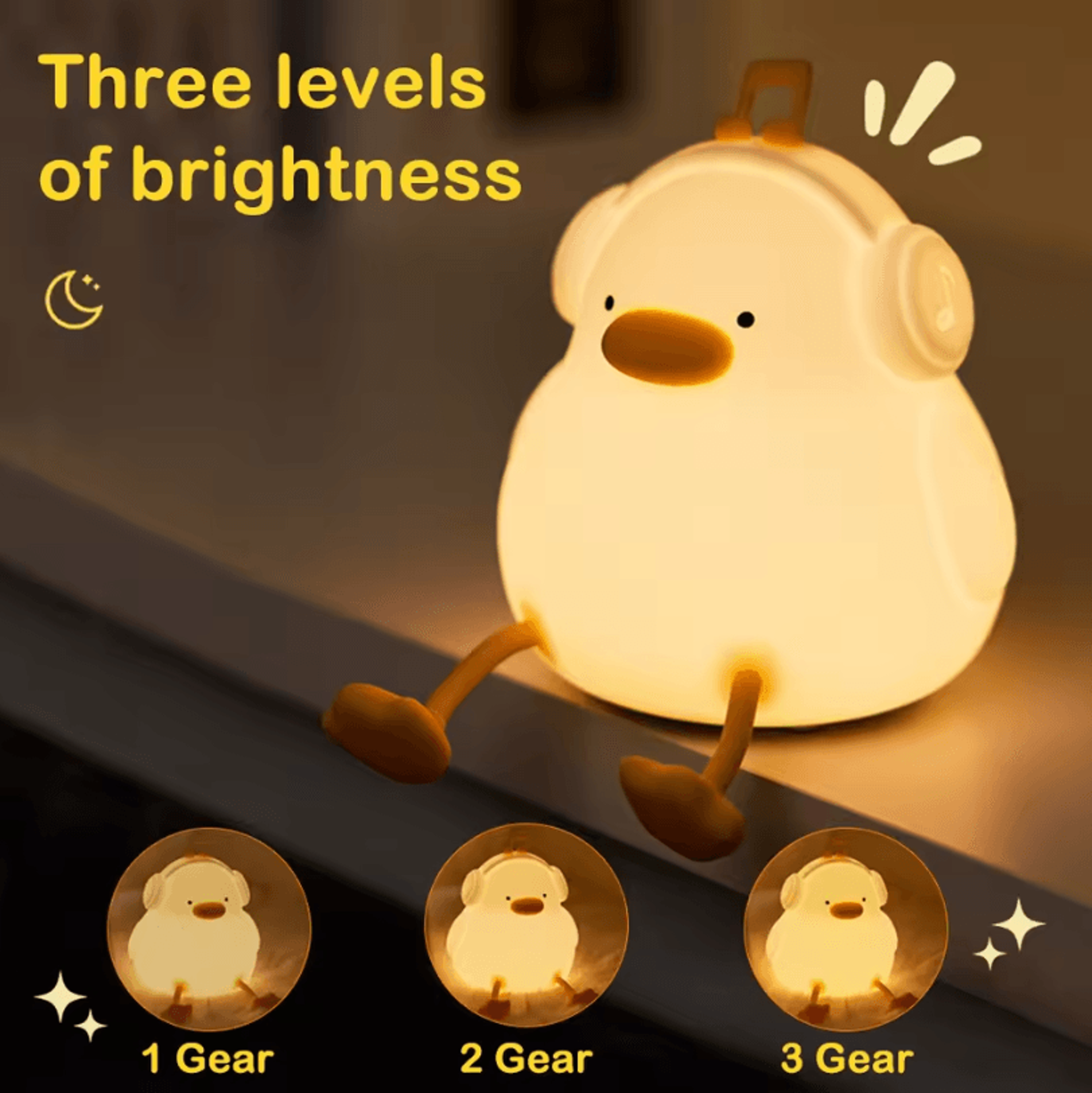 Cute Duck Night Light  USB Rechargeable Cartoon Silicone Kids Lamp 5