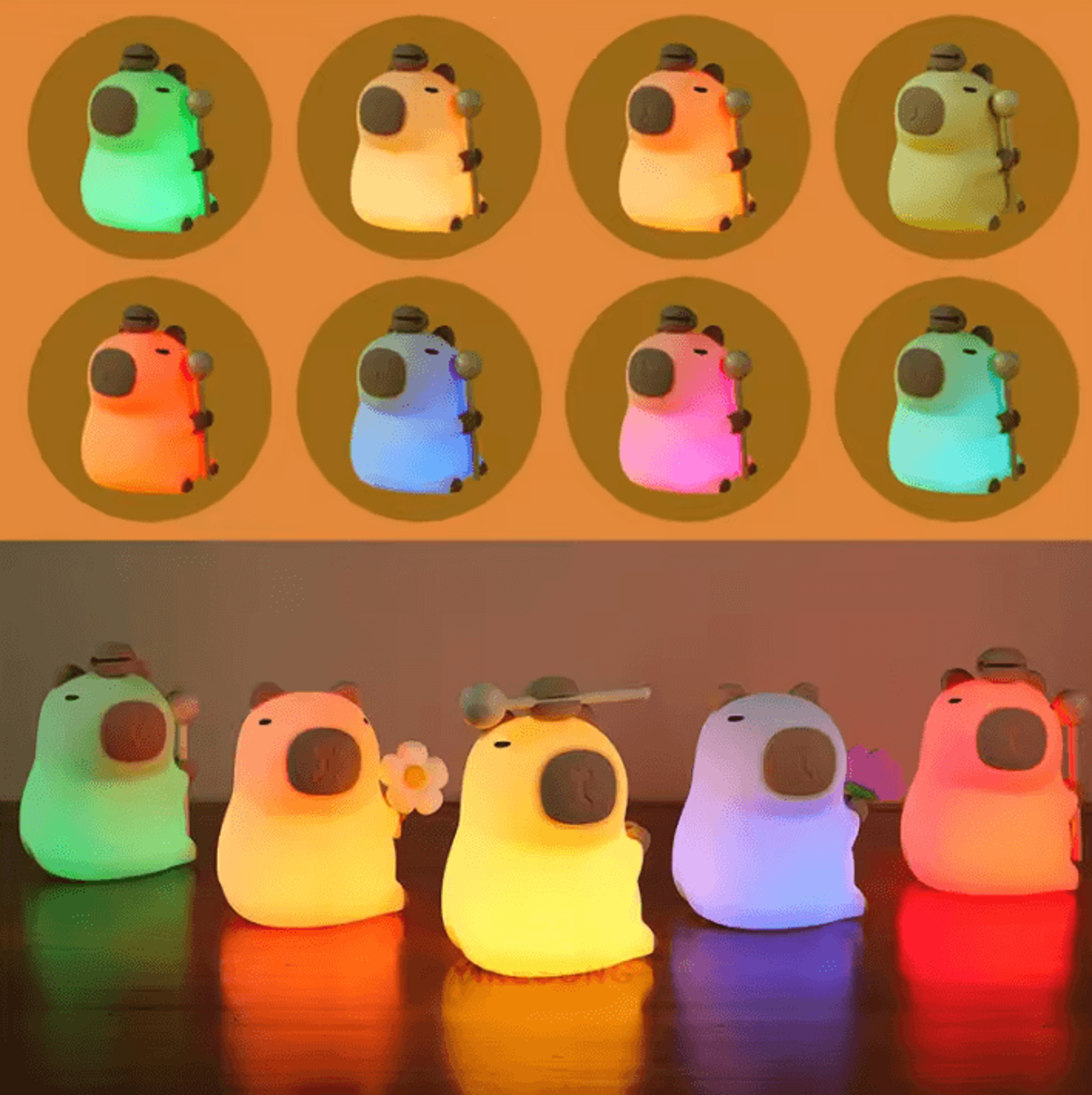 USB Rechargeable Kids Night Light  Cute Capybara Animal Lamp 1