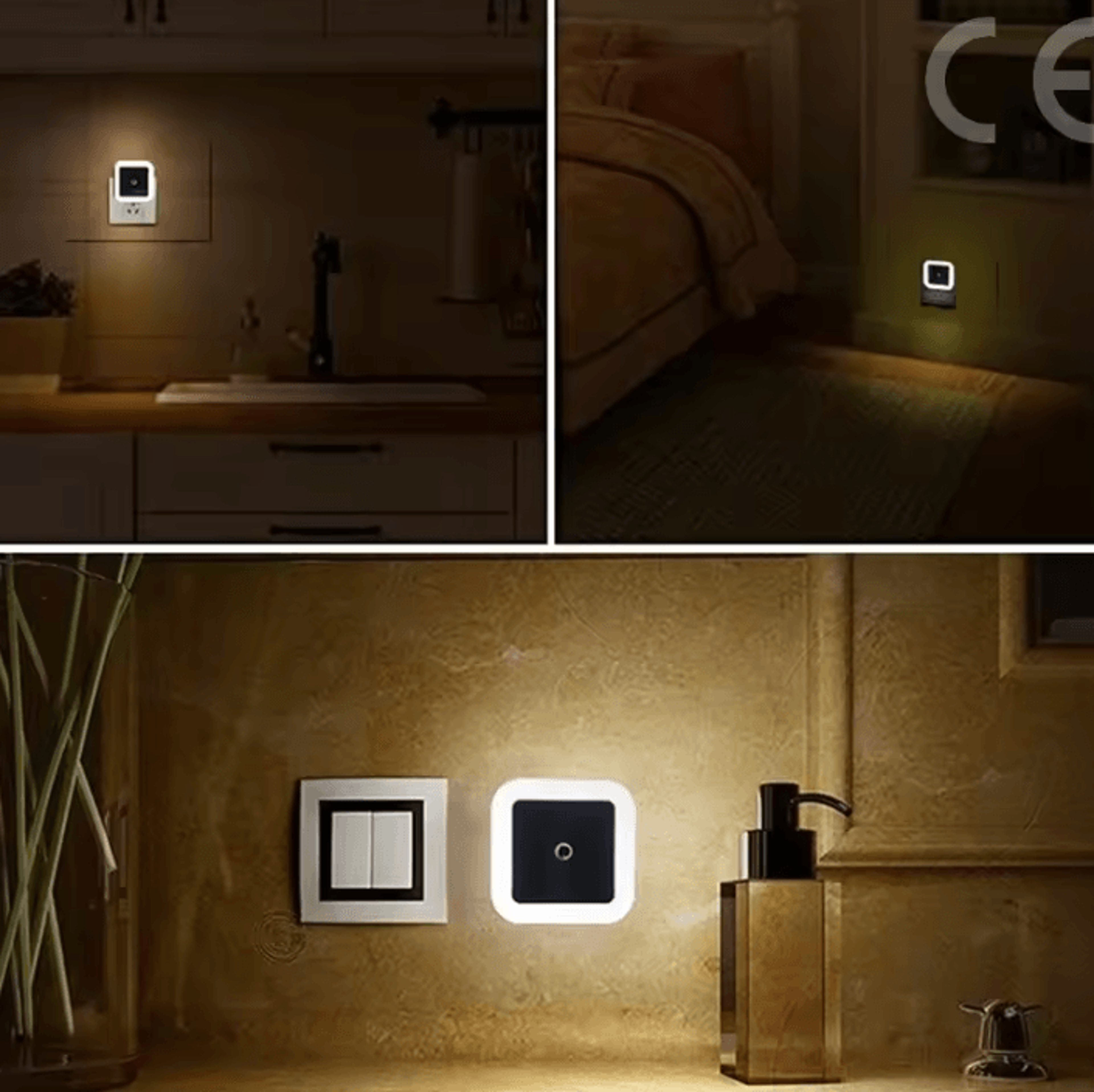 Wireless LED Night Light  Mini EU Plug Motion Sensor Tricolor Lamp 4
